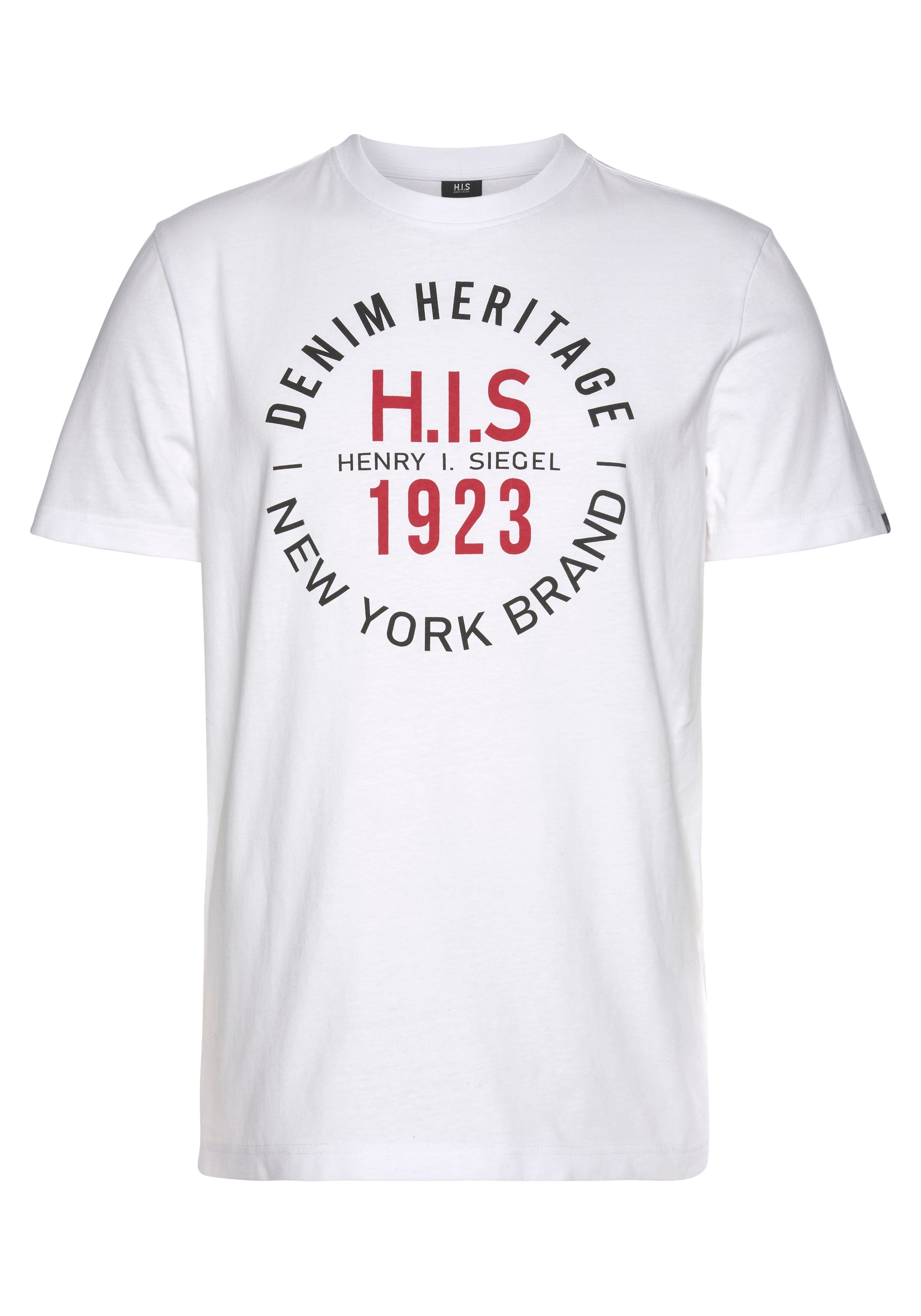 H.I.S Rundhalsshirt, Kurzarm, schmale Passform, mit Print, Rundhals, aus Baumwolle