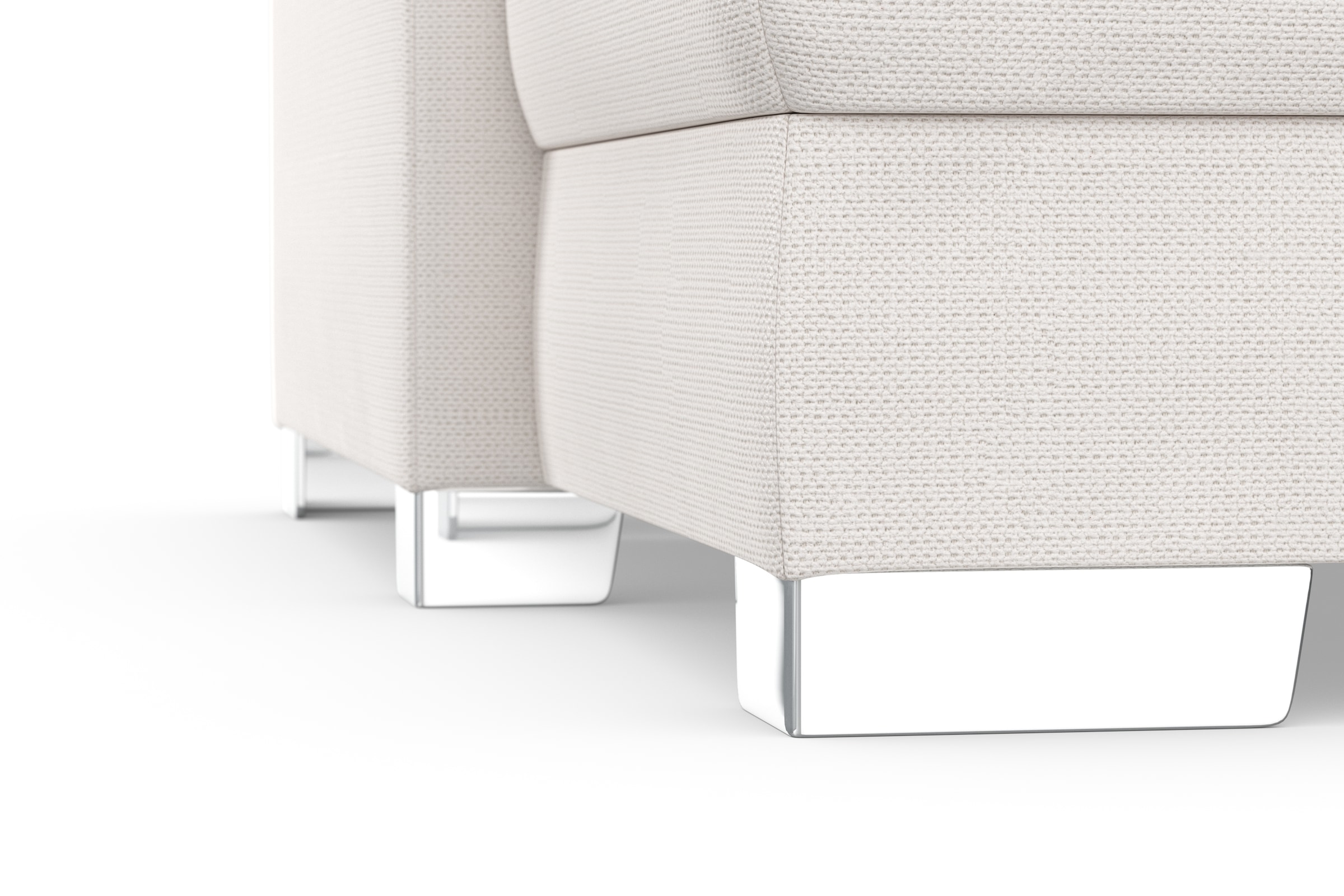 DOMO collection Ecksofa »Anzio L-Form, whlw. Bettfunktion, Federkern, hochwertig, Breite 271 cm«, Ohne Bettfunktion, Recamiere links, Chenille-Struktur, creme