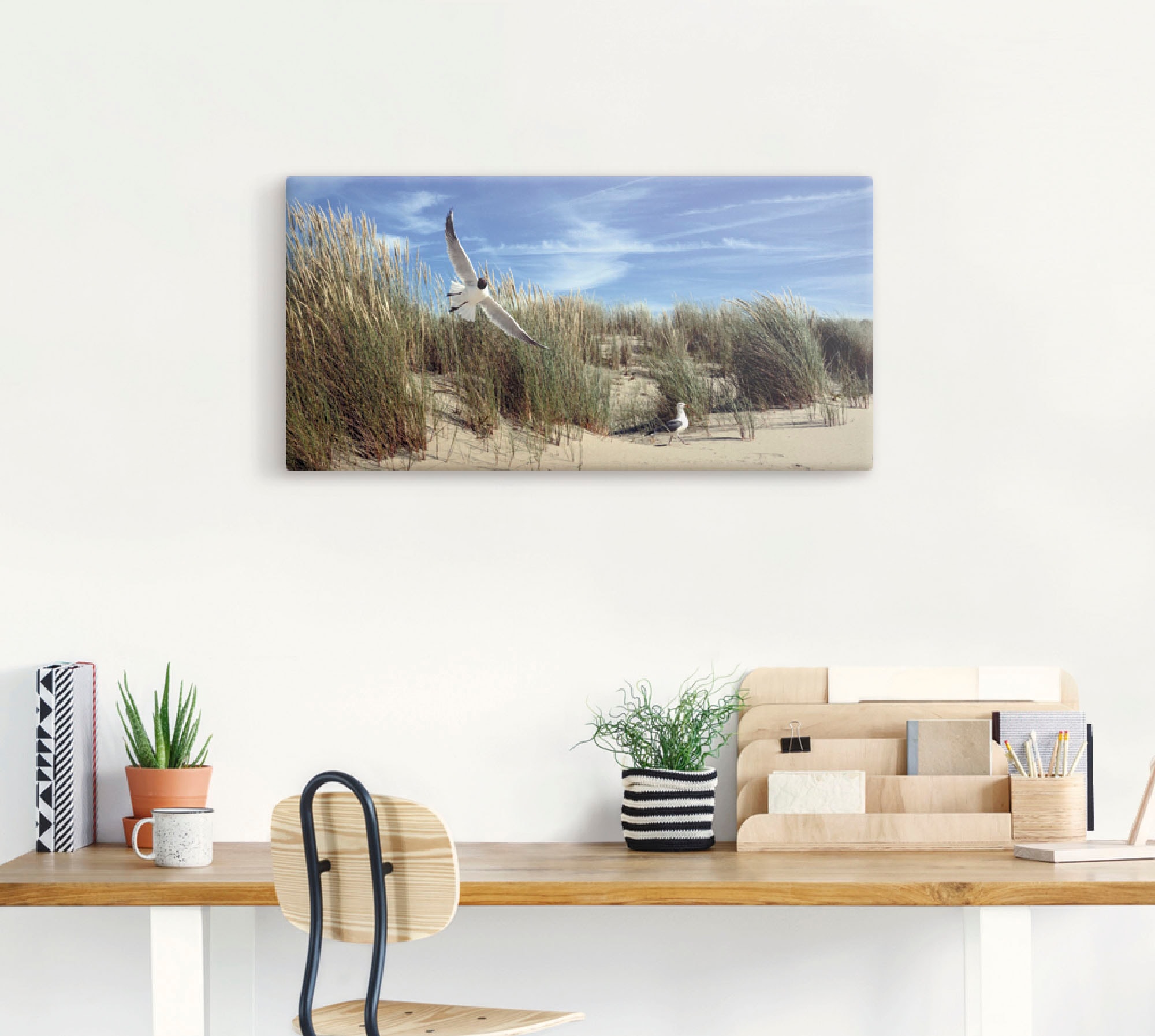 Artland Leinwandbild »Möwe und Seeschwalbe in Dünenlandschaft« Vögel 1 Stk. tlg. auf Holzrahmen gespannt