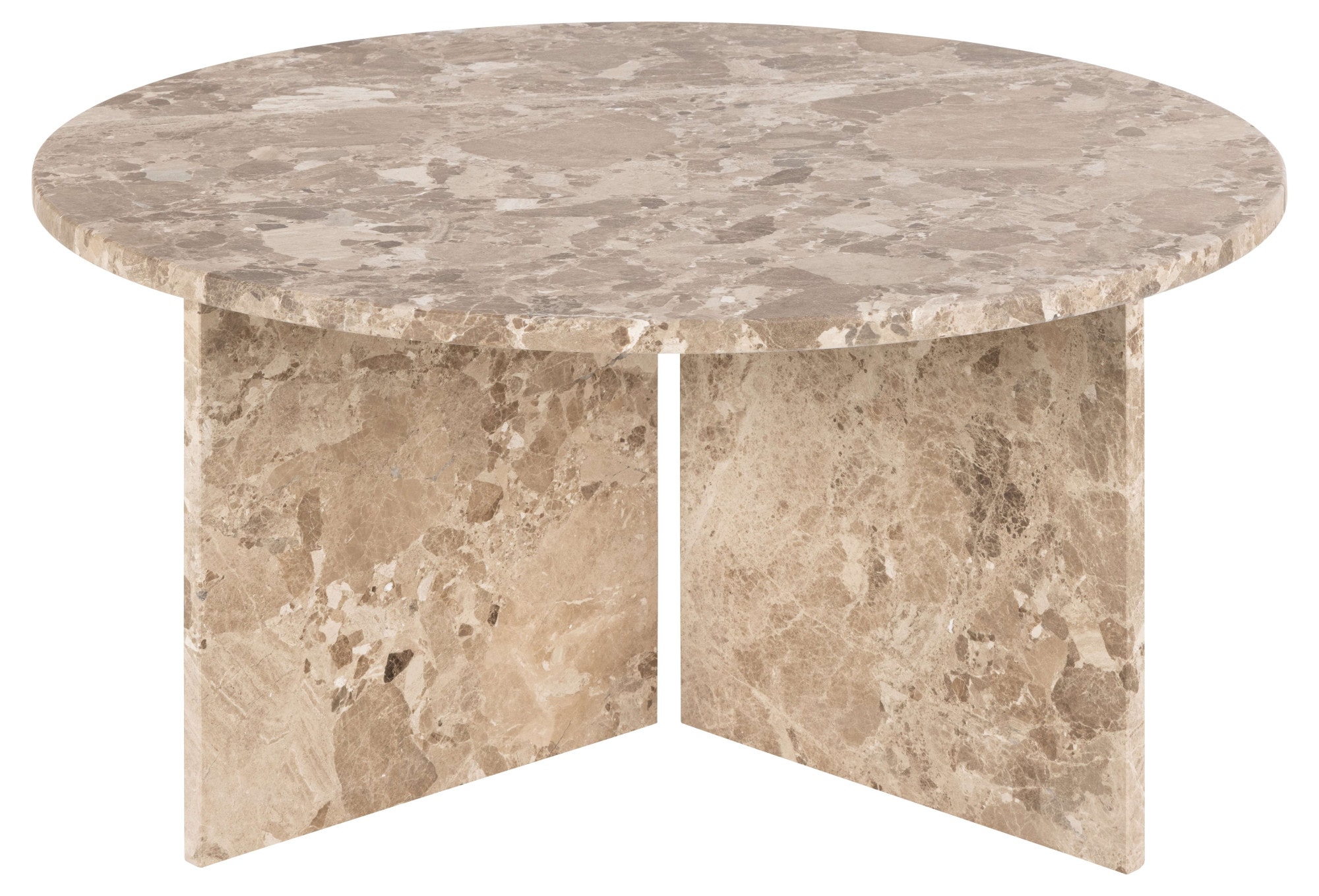 Image of ACTONA GROUP Couchtisch "Vega" Couchtisch, und V-förmig Gestell matt Latte lackiert Marmor, Ø90x42 cm