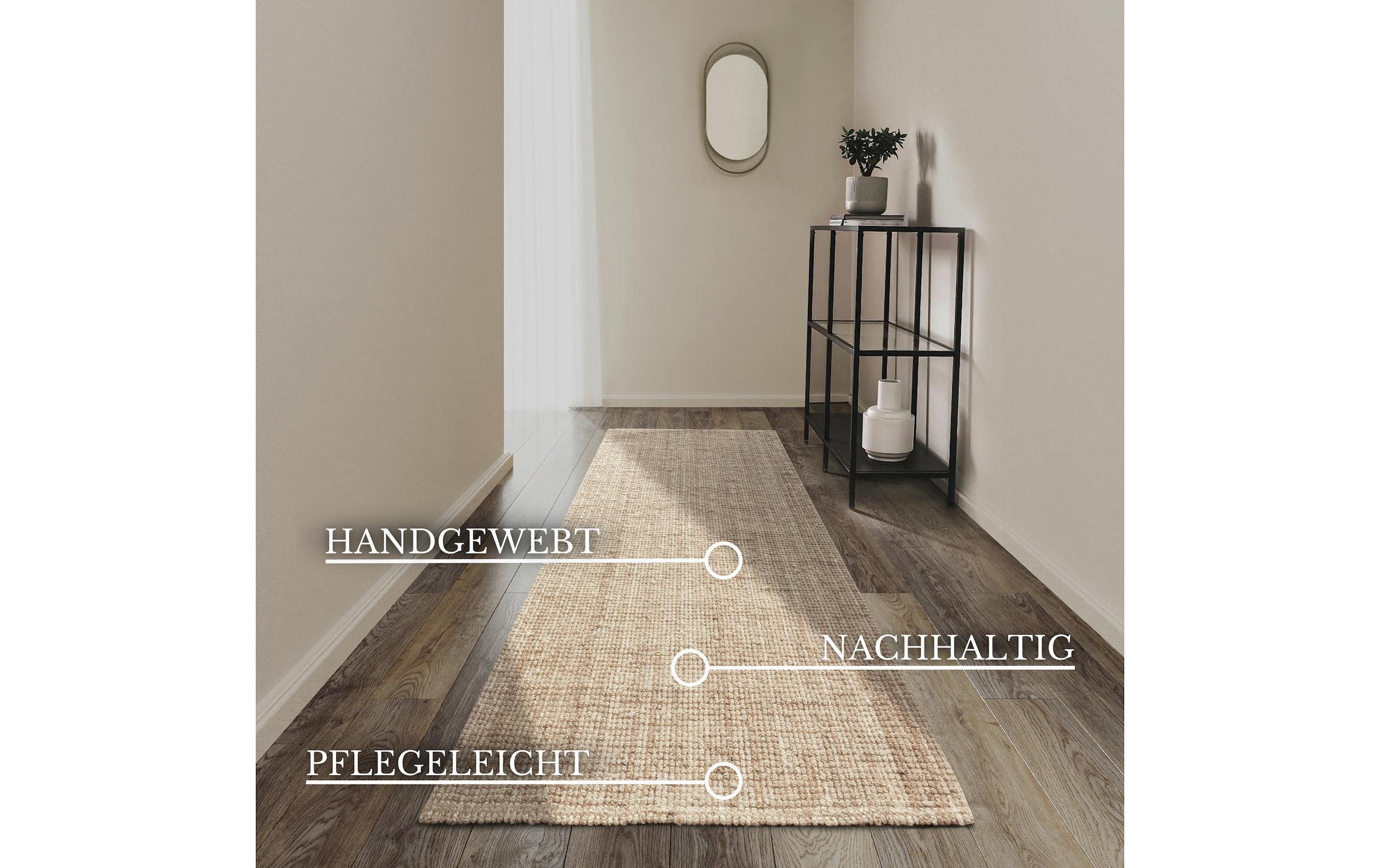 Villeroy & Boch Tapis »Rosalie Juteteppich« Rectangulaire 10 mm Höhe Läufer, 100% Jute, Natur, Wohnzimmer, Esszimmer, Schlafzimmer, GRS