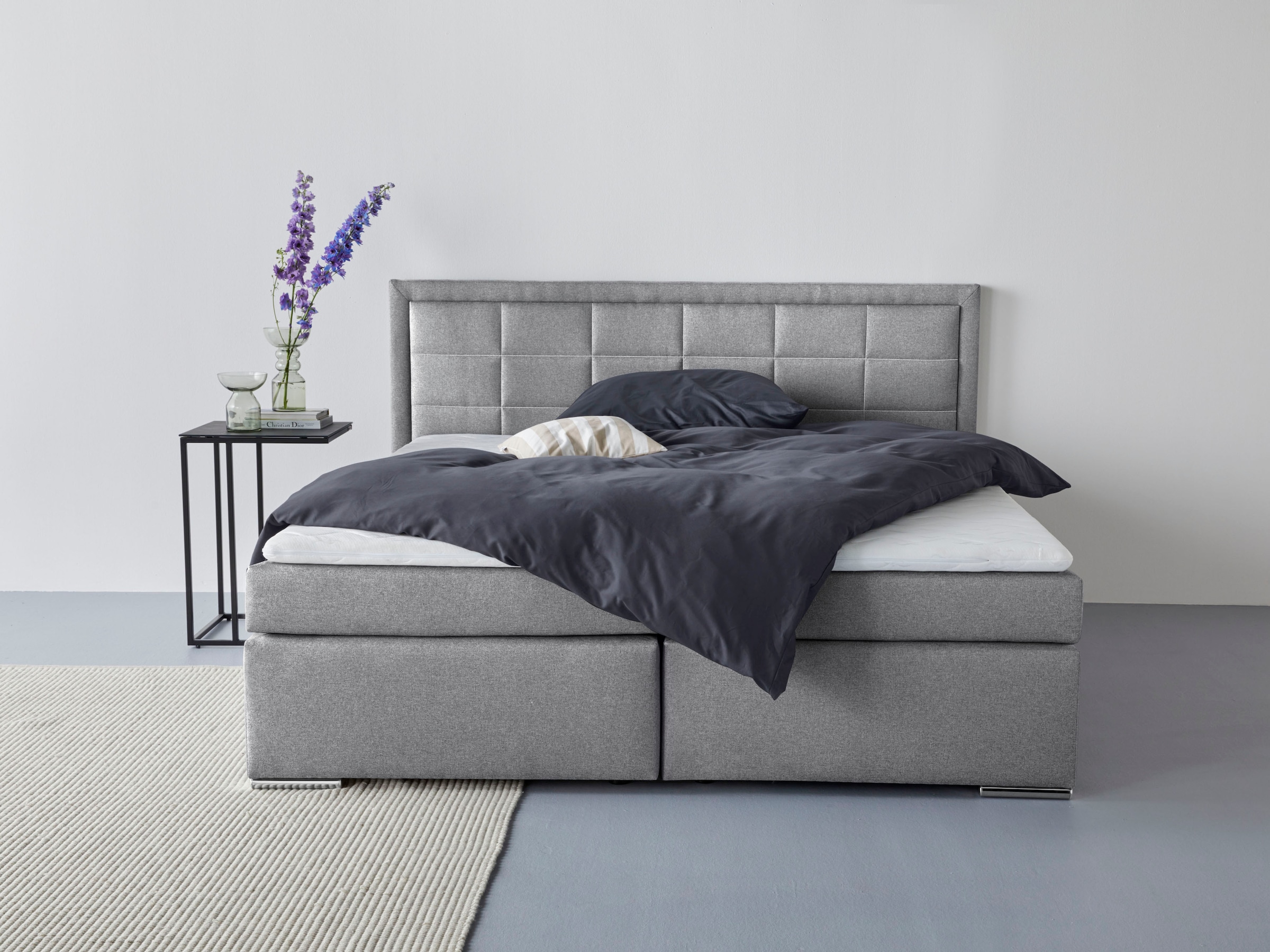 Image of COLLECTION AB Boxbett "ATHENA, Polsterbett wahlweise mit Bettkasten, Strukturstoff-Bezug" Bonnell- oder Taschenfederkernmatratze H2,H3,H4, 140x200/180x200cm