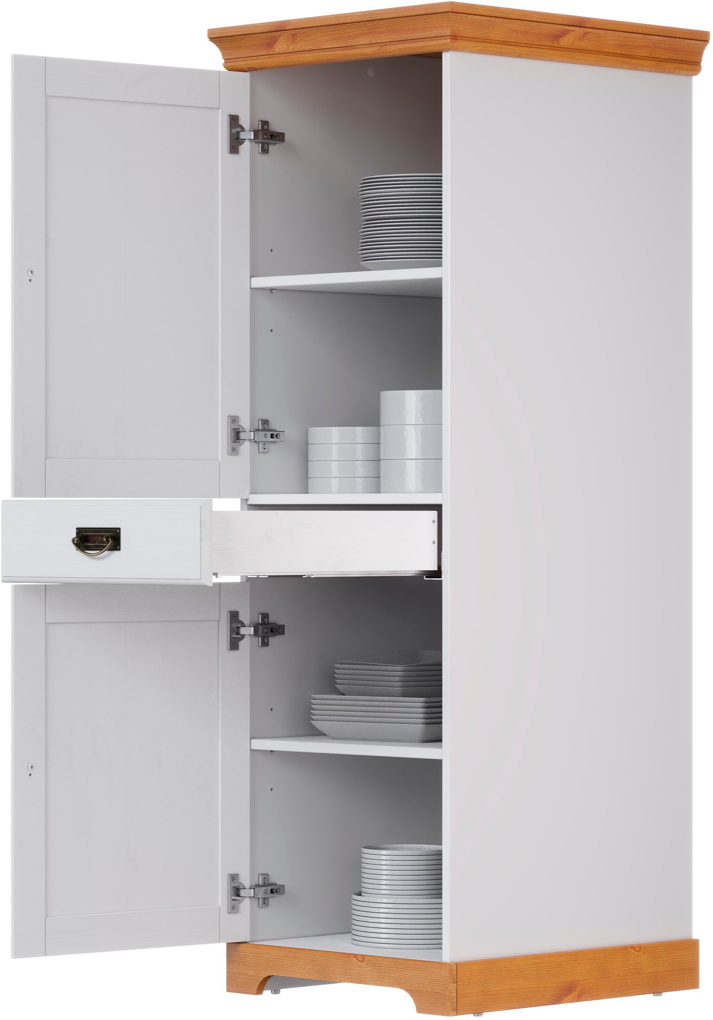 GOODproduct Vorratsschrank »Rügen« Breite 47 cm, Kiefer massiv, 2 Türen, 1 Schubkasten