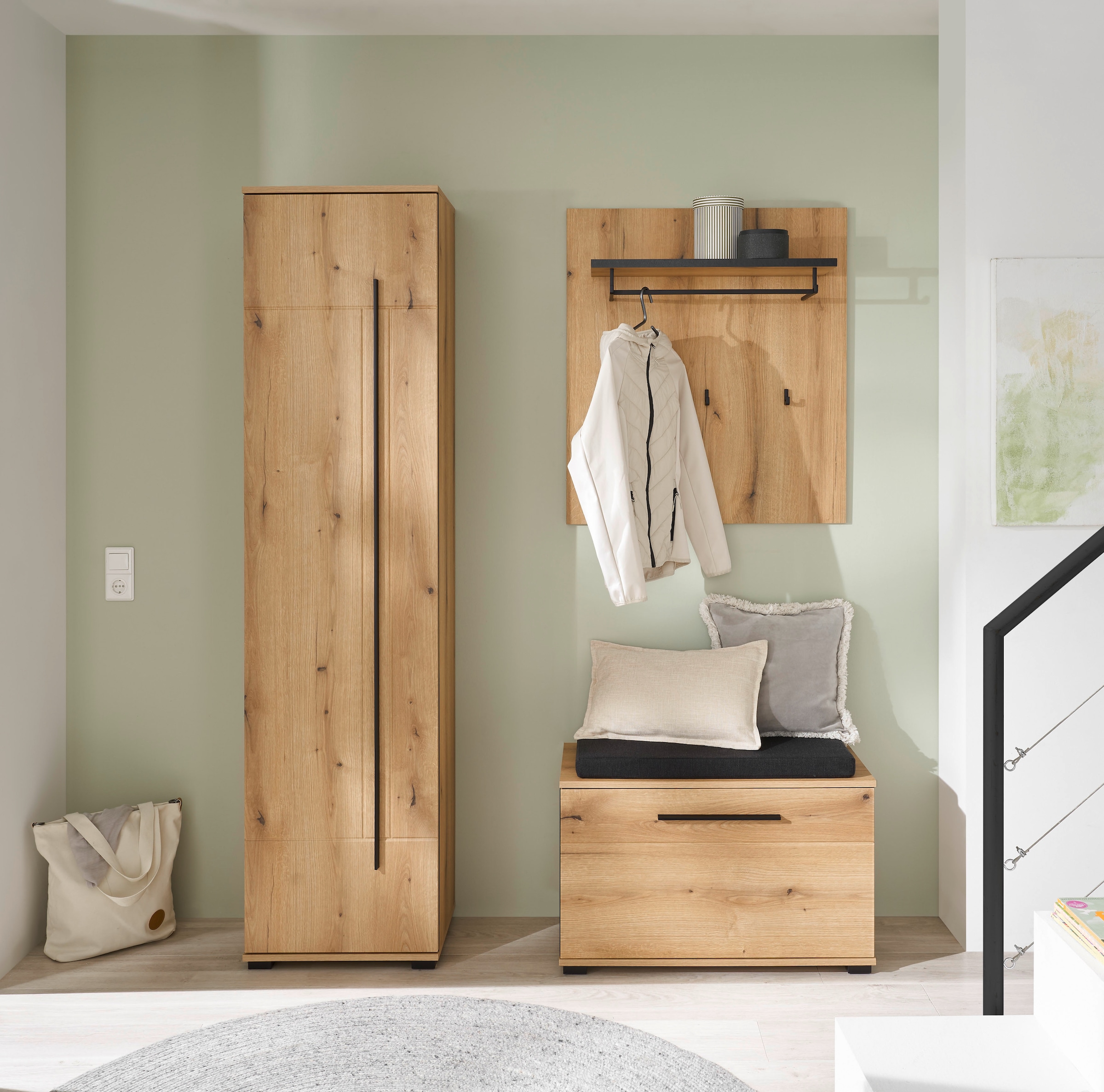 Home affaire Garderobenpaneel »Cantara, Wandregal, Flurgarderobe mit Hutablage, Kleiderstange & Haken« vielseitig einsetzbar, in zwei Farben verfügbar, 79 cm breit