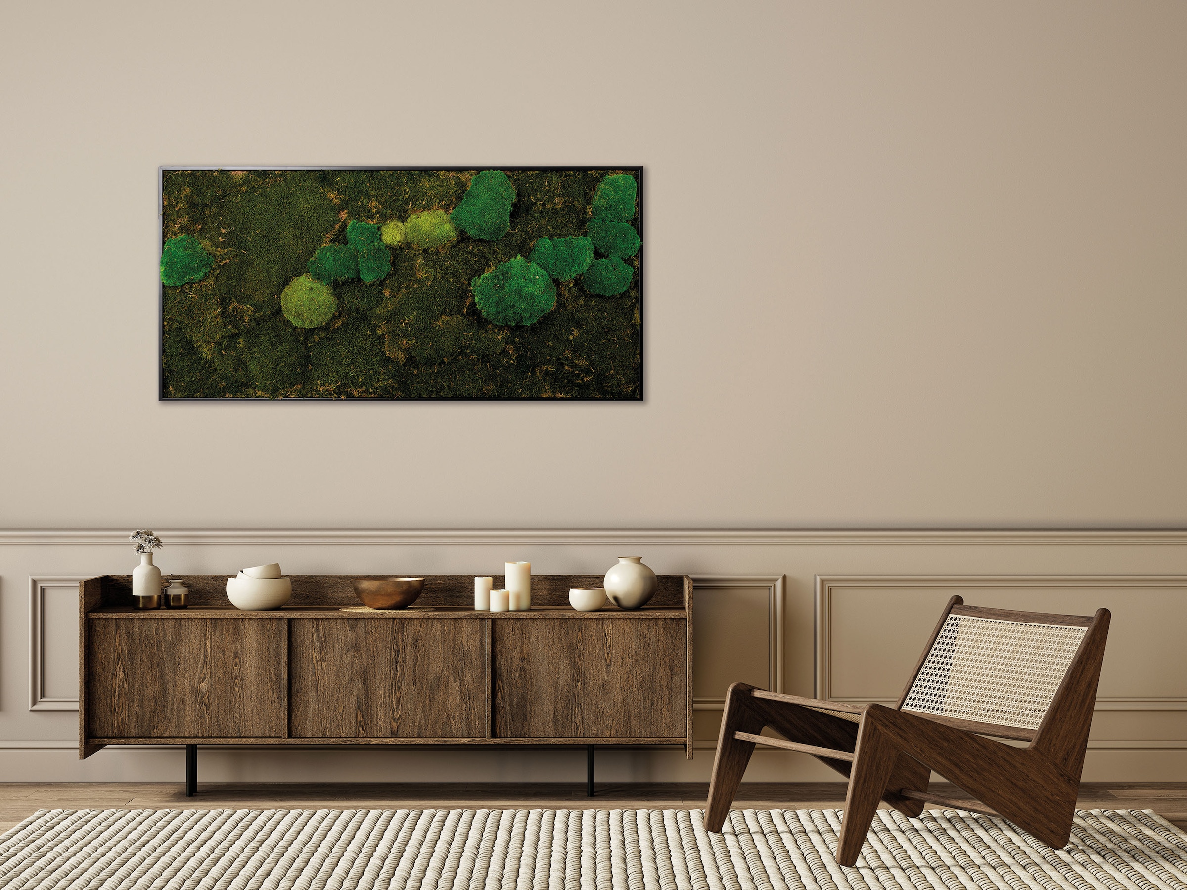 Image of Bönninghoff Bild mit Rahmen "Moosbild "Mix Moos" 60x120 cm, schwarzer Rahmen" Natur 1 Stk. tlg. handgefertigt, jedes Bild ein Unikat