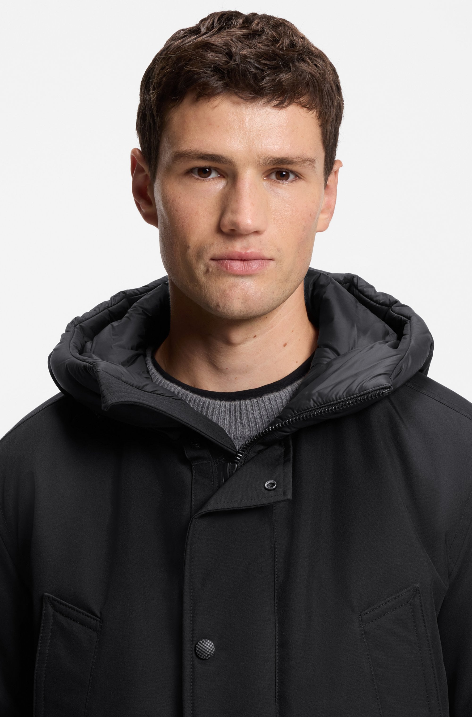 BOSS ORANGE Parka »Osiass«, mit Kapuze, relaxed fit, mit wattierter Kapuze, verdeckter Reissverschluss