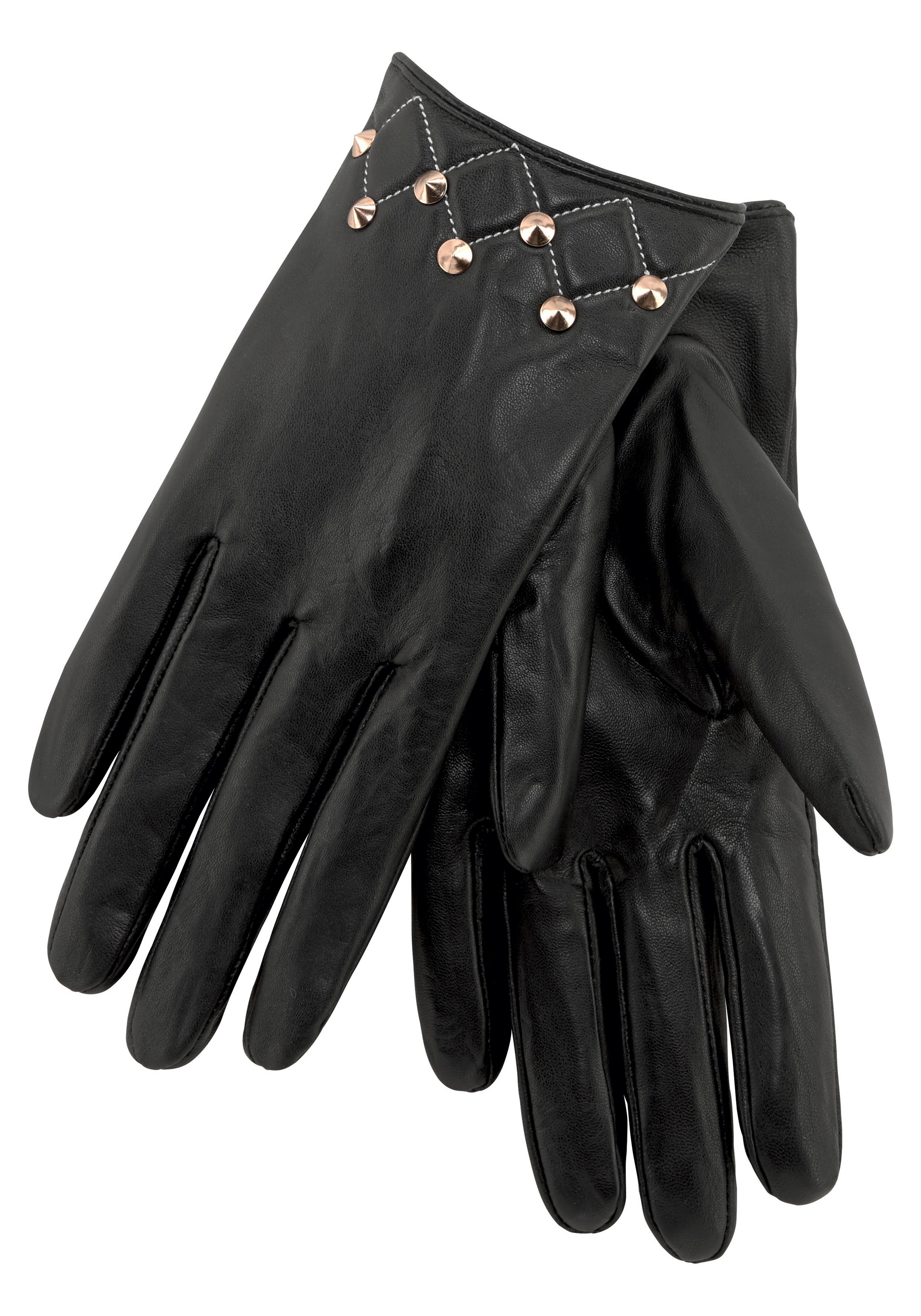 Image of J.Jayz Lederhandschuhe, (2), mit kurzem Schaft, gefüttert, Nieten bei Ackermann Versand Schweiz