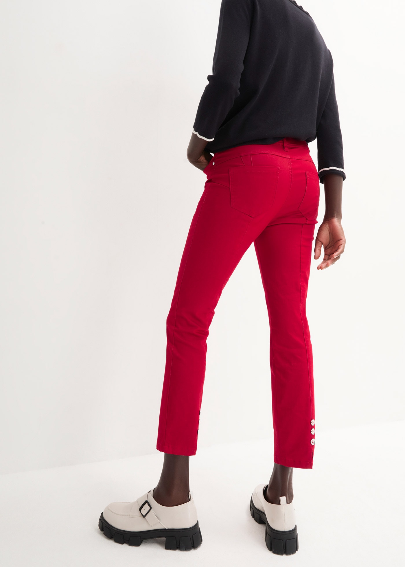 bonprix Pantalon stretch »Stretchhose aus Baumwolle«  aus Baumwolle, Polyester und Elasthan, Slim Fit Passform, 7/8-Länge