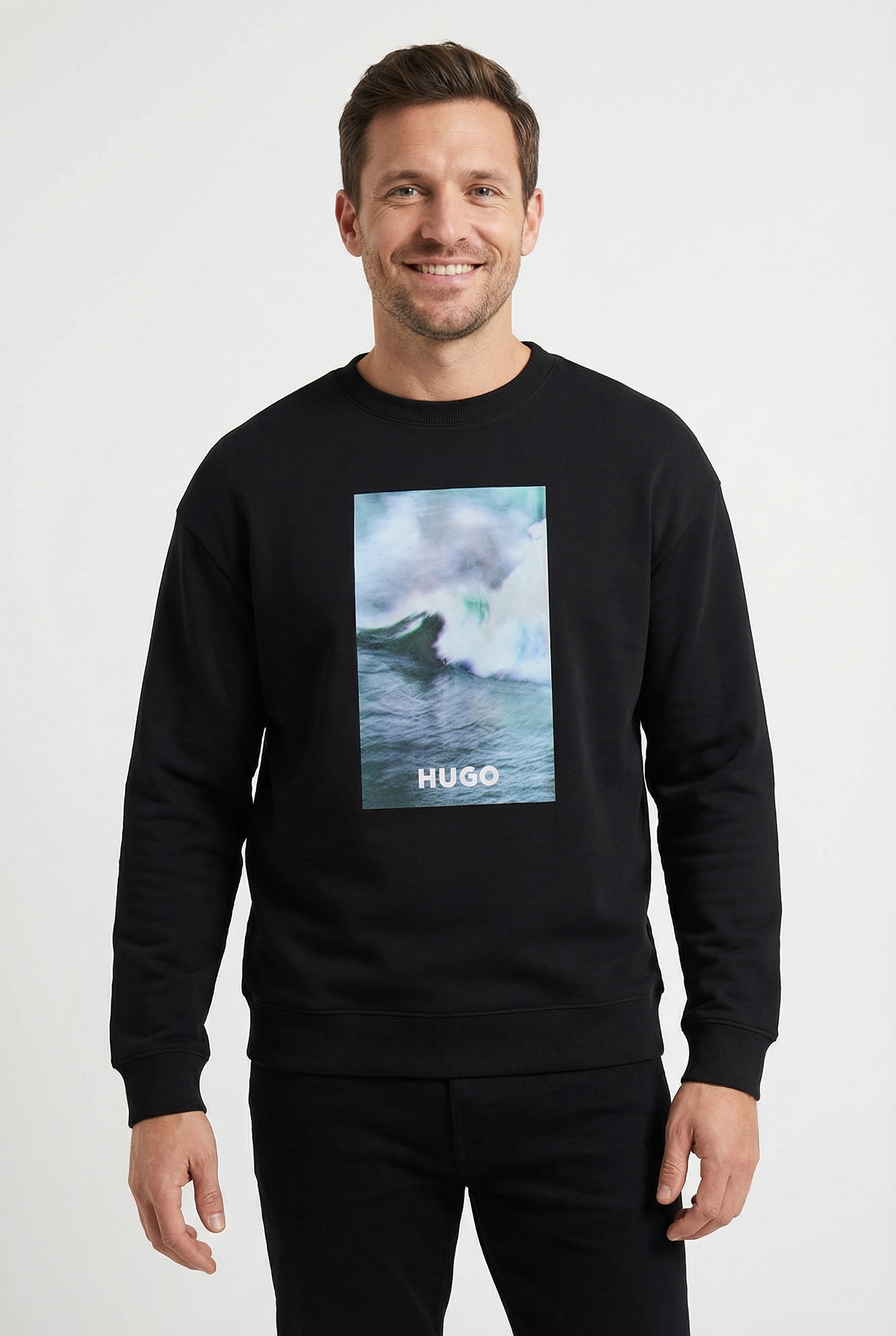 Image of HUGO Sweatshirt "Nofintex", Rundhalsausschnitt, Regular Fit, Foto-Druck