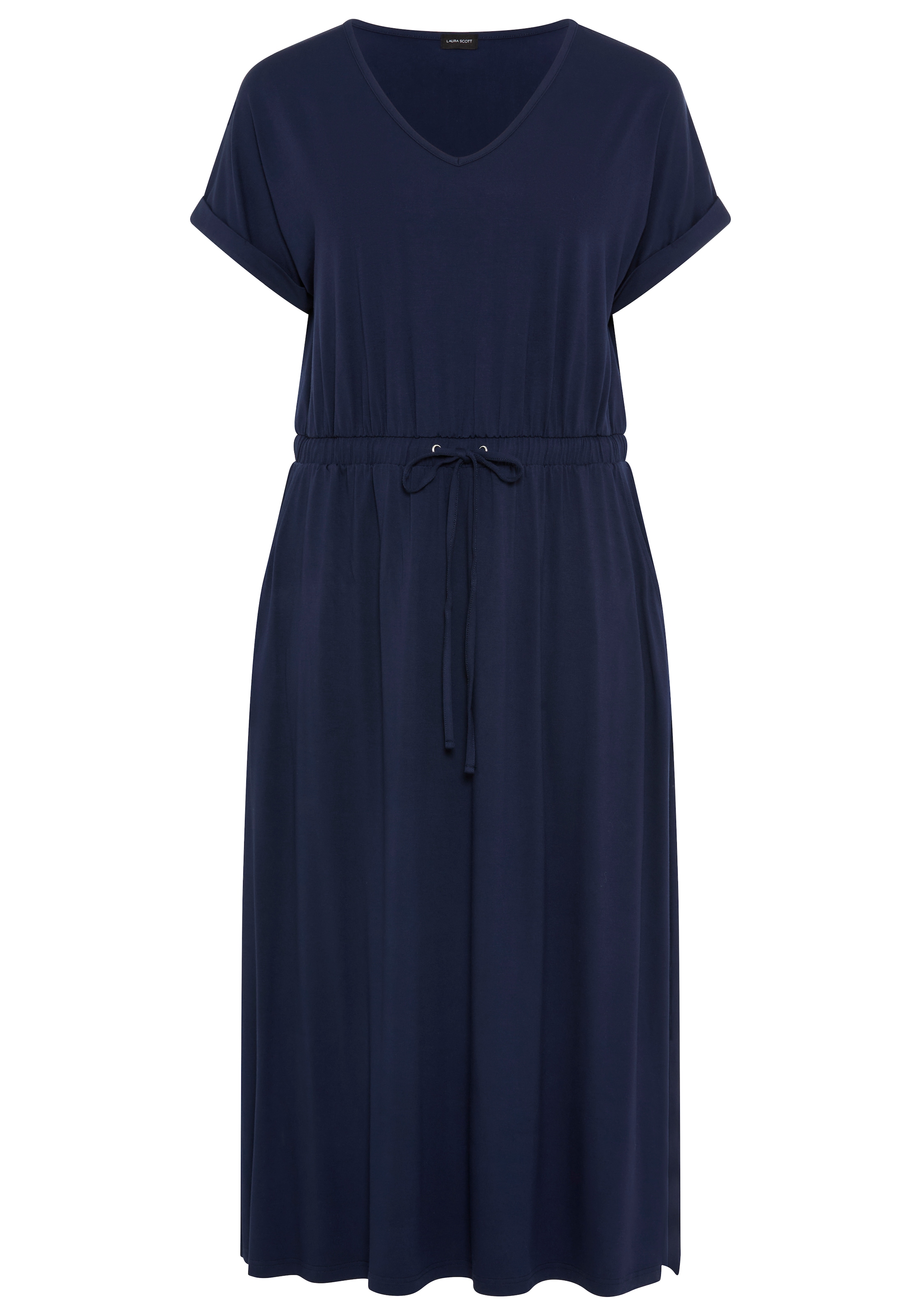 Laura Scott CURVE Robe en jersey in Midilänge, V-Ausschnitt, praktische Eingrifftaschen