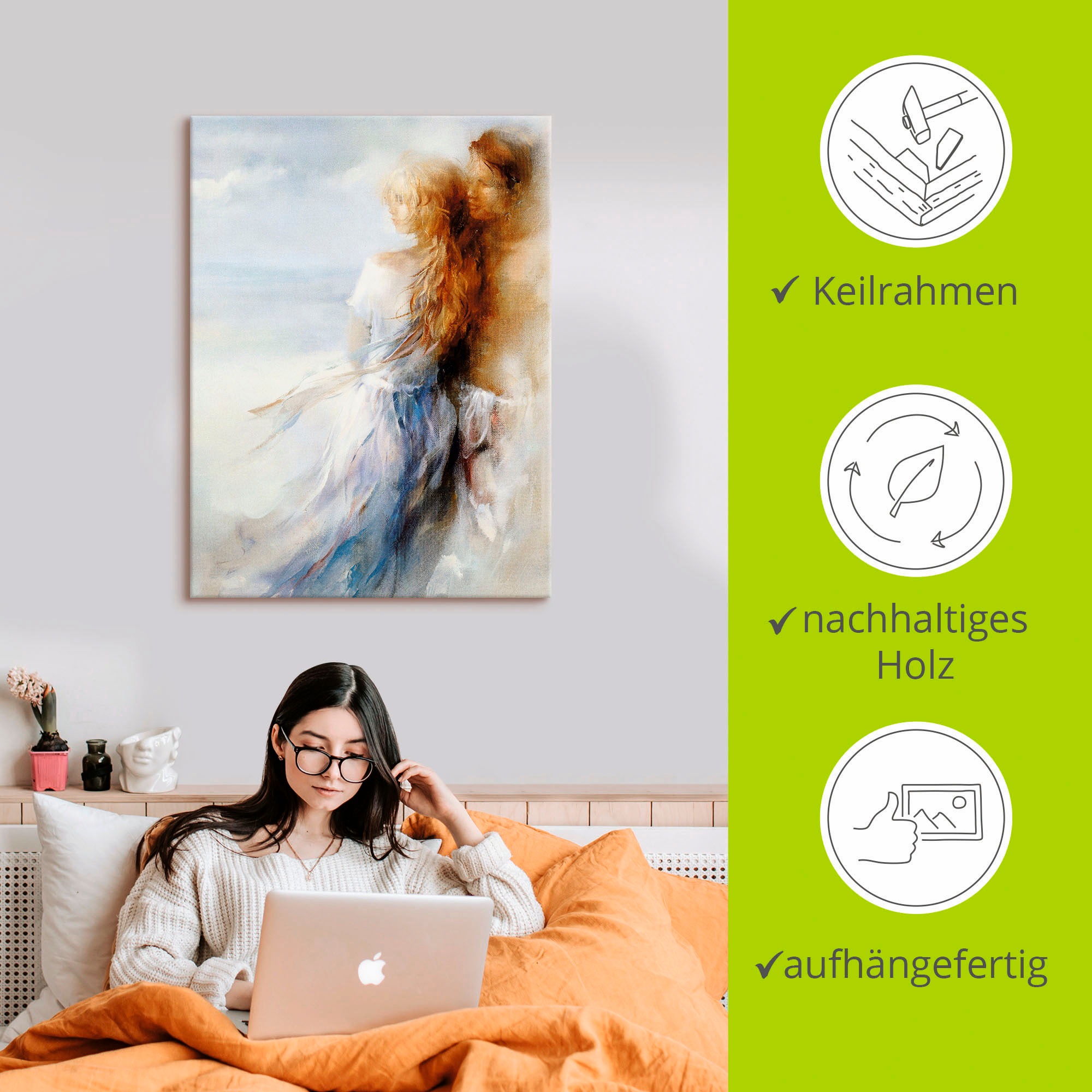 Artland Wandbild »Zusammen«, Paar, (1 St.), als Leinwandbild, Poster in verschied. Grössen