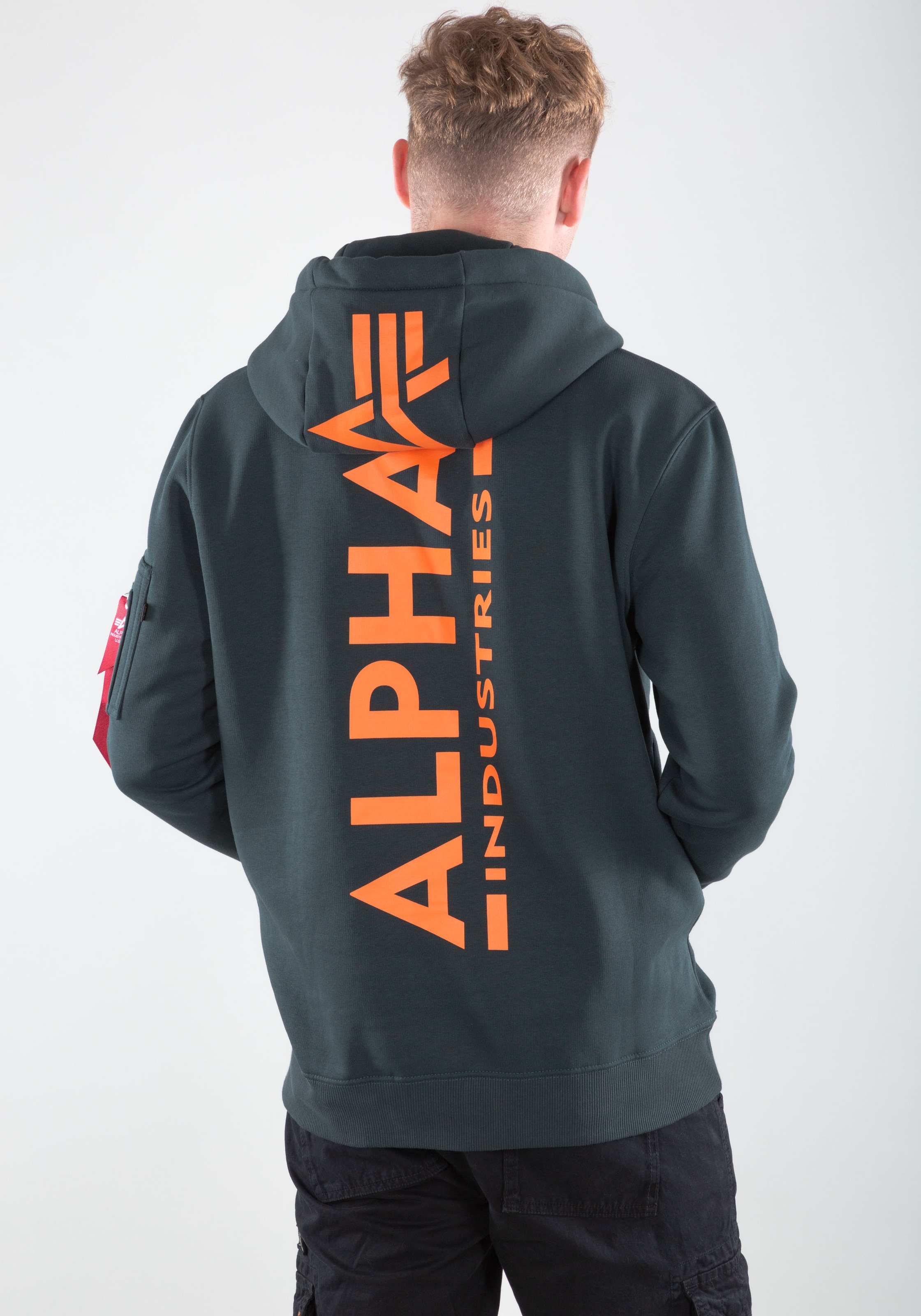 Image of Alpha Industries Kapuzensweatshirt "BACK PRINT HOODY", Baumwollmischung, regular fit