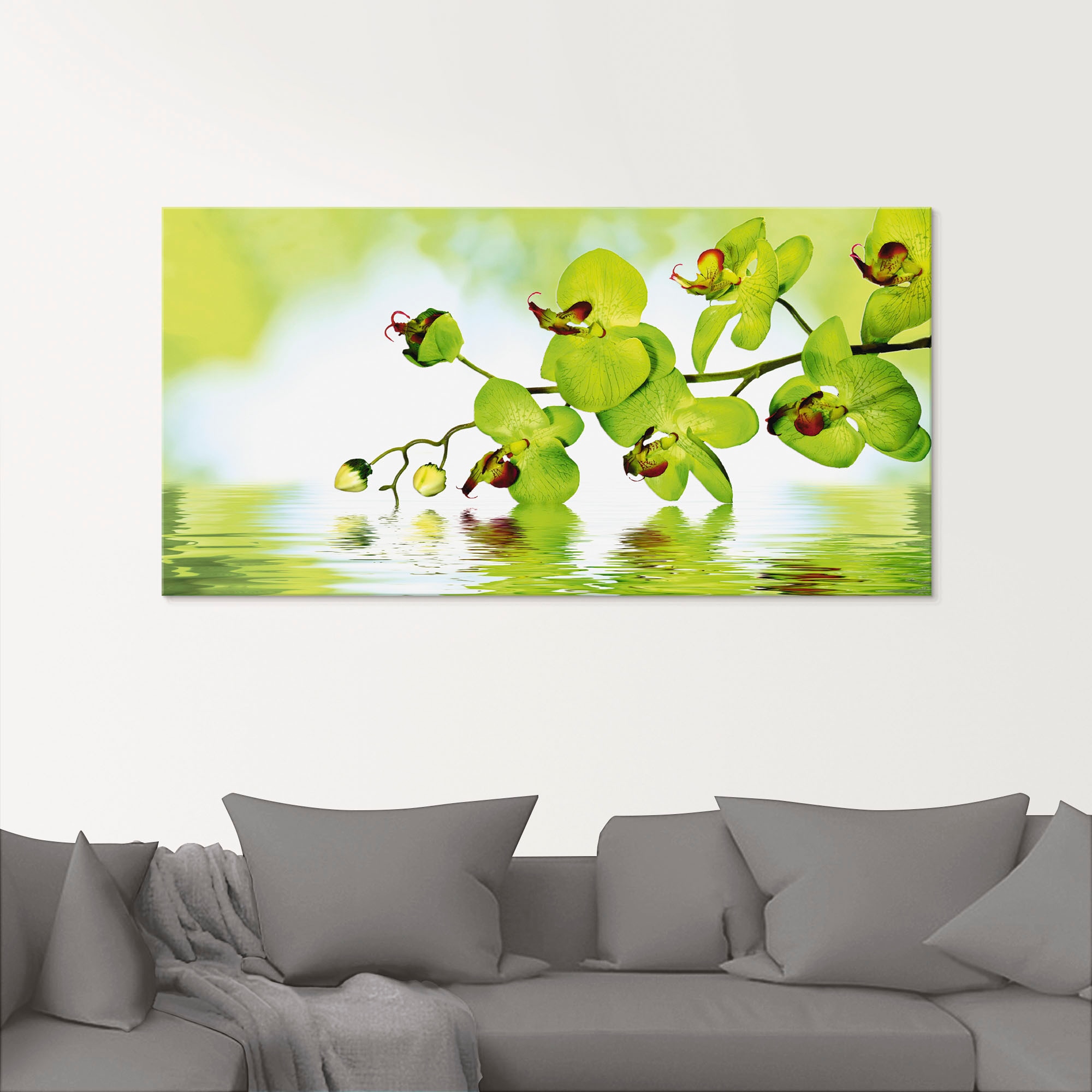 Artland Glasbild »Schöne Orchidee mit grünem Hintergrund«, Blumen, (1 St.), in verschiedenen Grössen