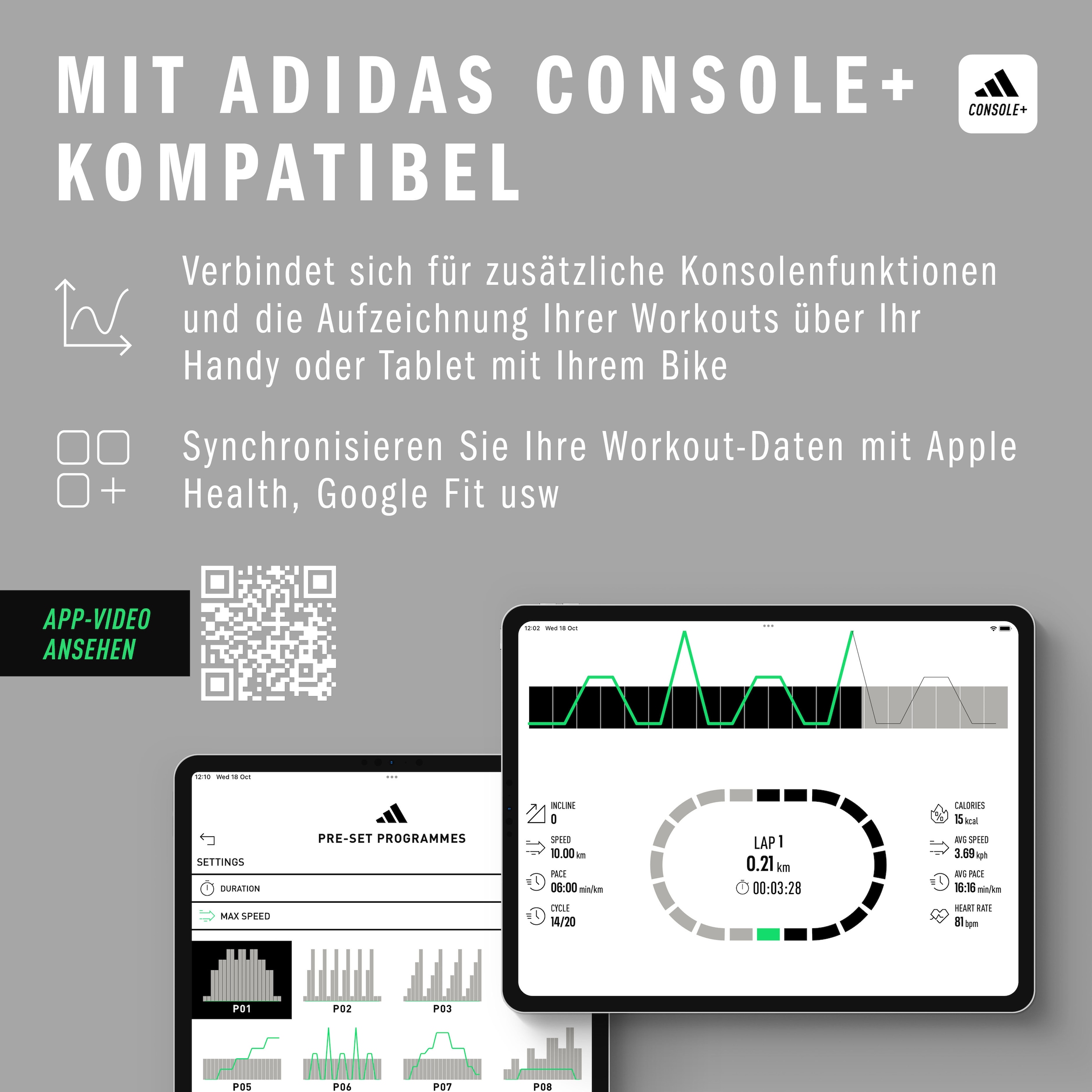 adidas Performance Ergometer »C-24c«, mit Tablet-Halterung, LED-Display, mit Bluetooth und App-Funktion