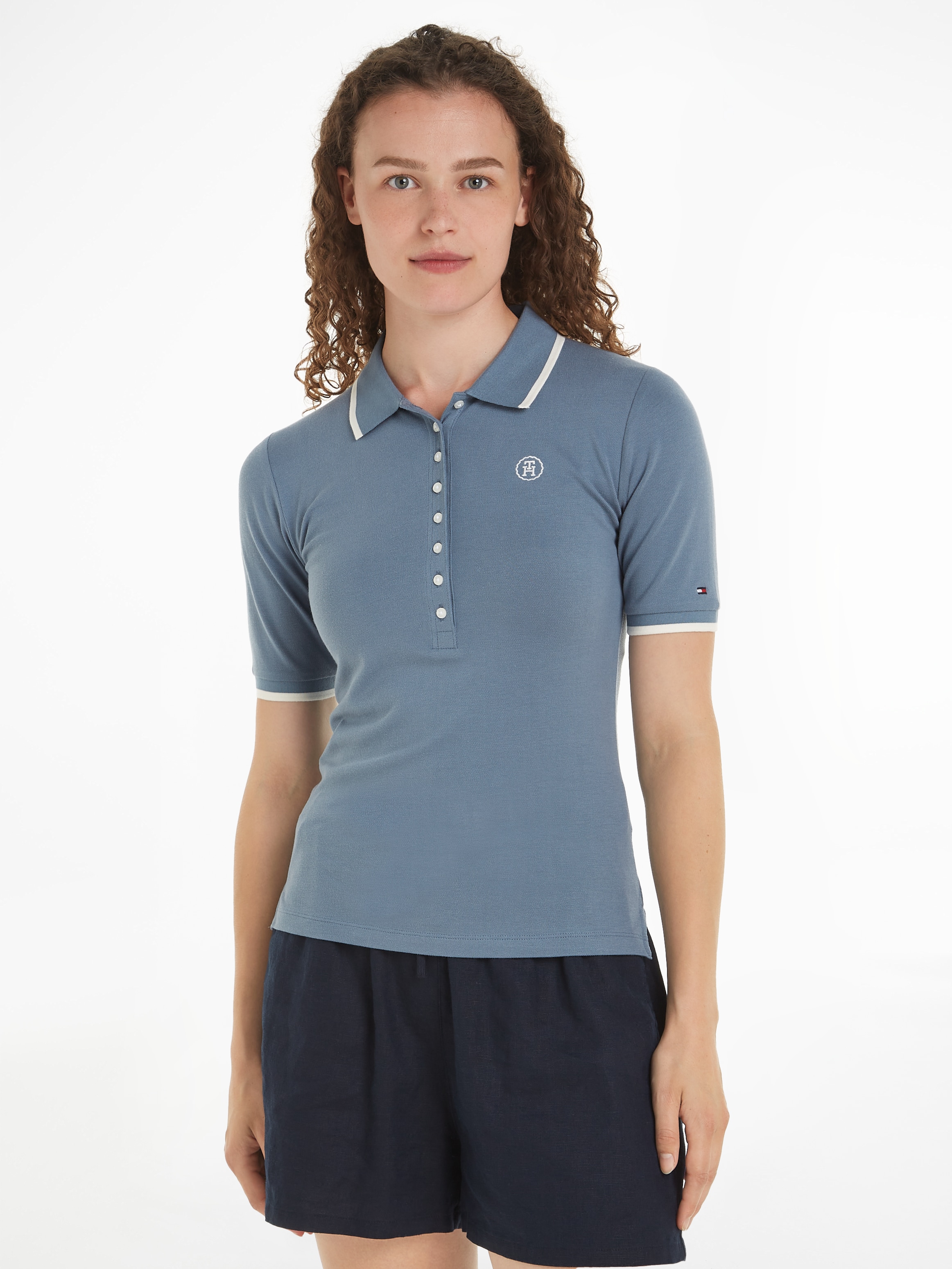 Tommy Hilfiger Poloshirt »SLIM SMD TIPPING LYOCELL POLO SS«, mit kontrastfarbenen Einsätzen