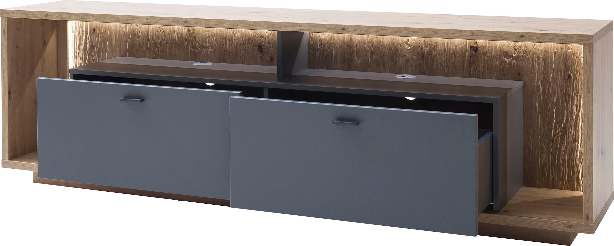 MCA furniture Lowboard »Lizzano«, TV Möbel für TV bis 80 Zoll mit 3D  Rückwand, wahlweise mit Beleuchtung versandkostenfrei auf