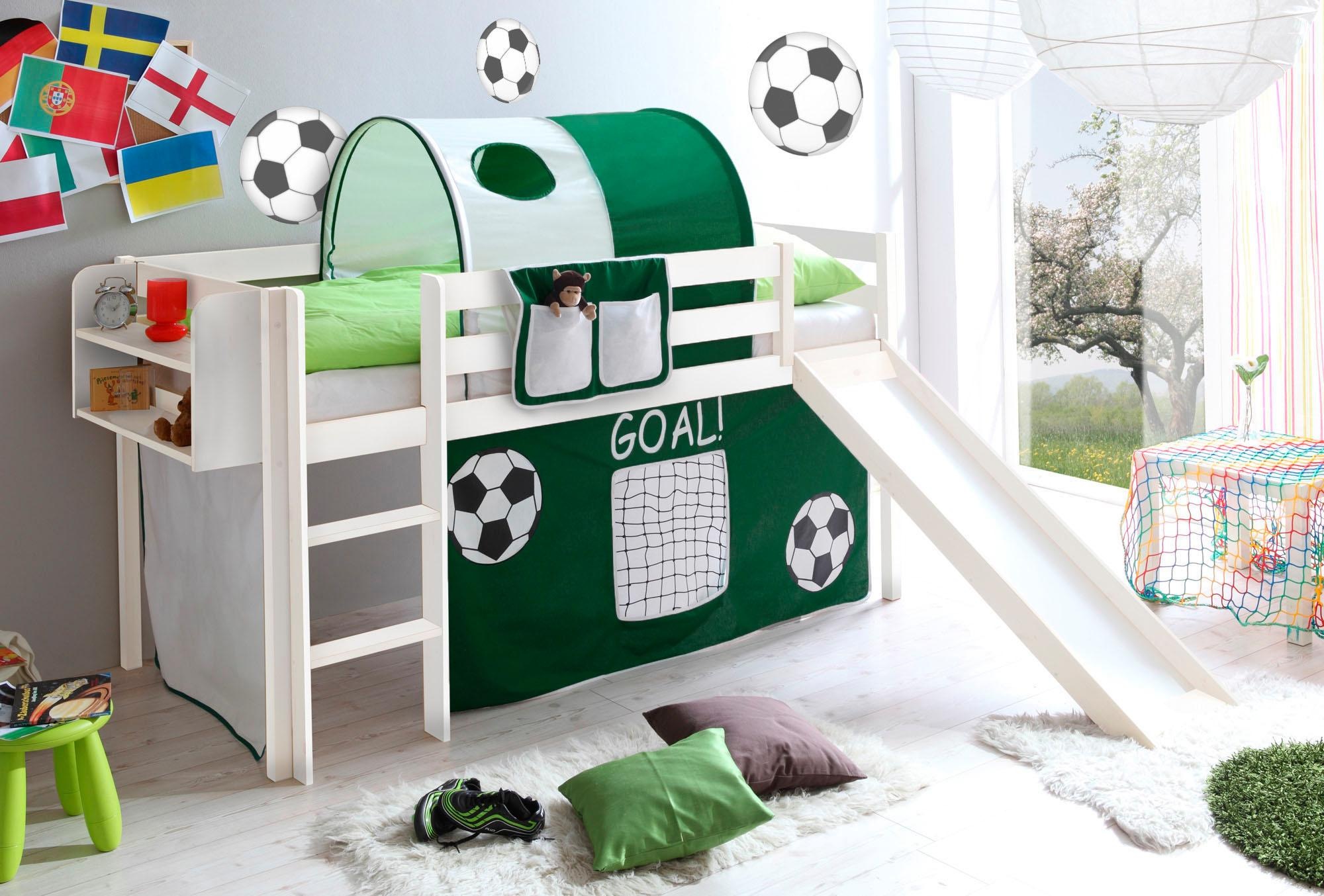 Image of Ticaa Hochbett »Manuel«, mit Rollrost und Textil-Set wahlweise mit Matratze, Kiefer massiv weiss bei Ackermann Versand Schweiz