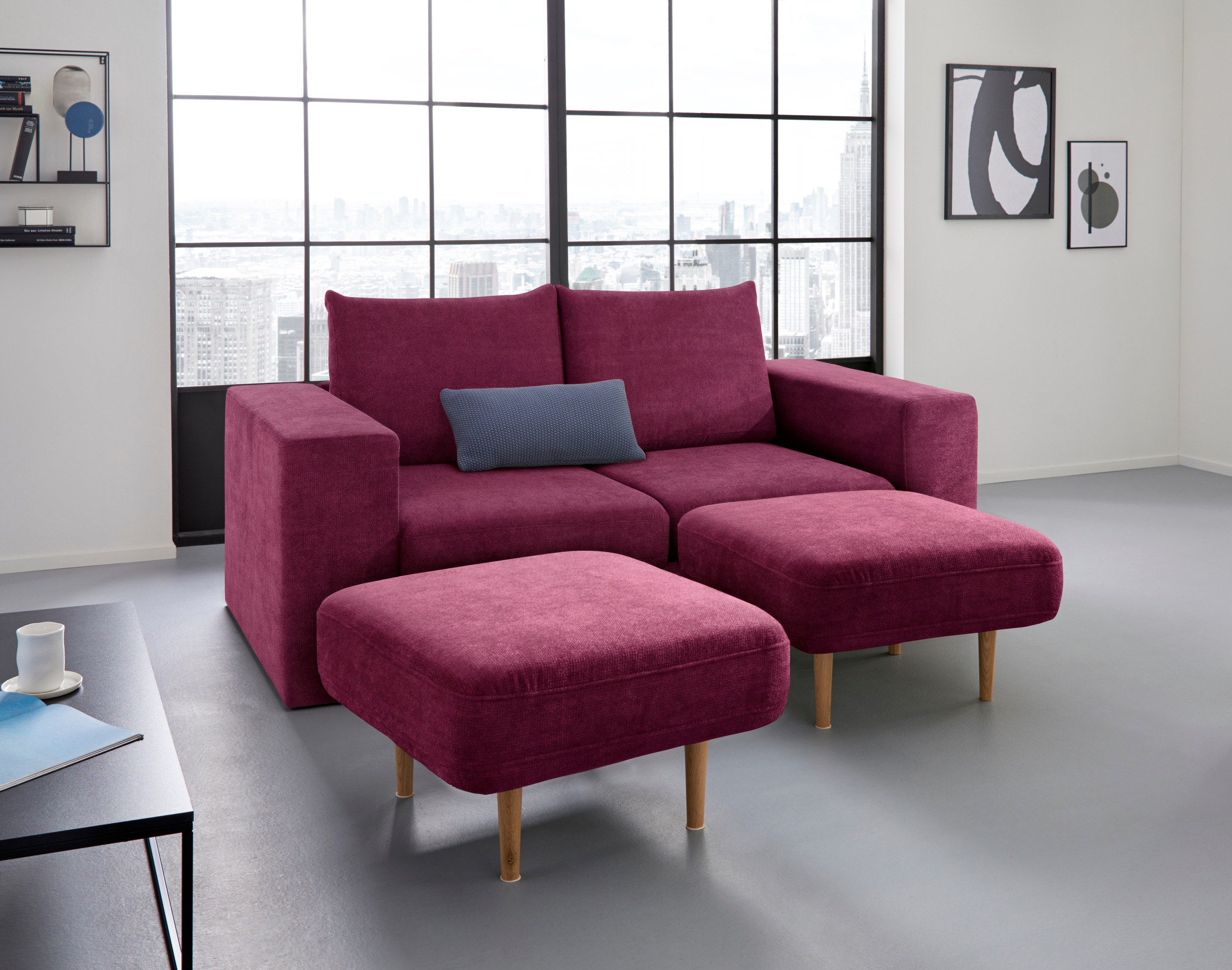 Image of LOOKS by Wolfgang Joop 2,5-Sitzer "Looksv" Verwandlungssofa: aus Sofa wird Sofa mit 2 Hockern