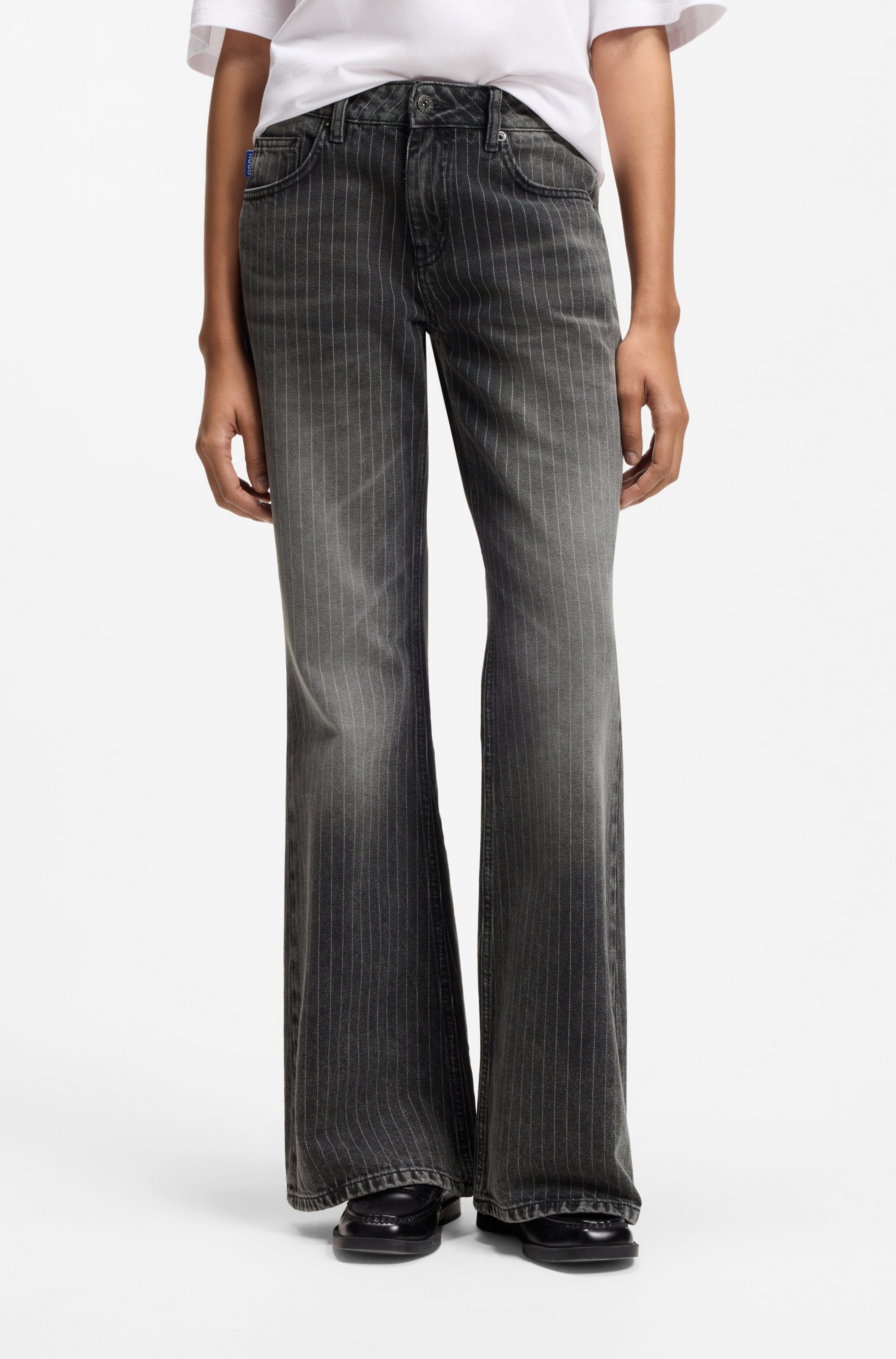 Image of HUGO Bootcut-Jeans "Gelissa" mit Nadelstreifen, Mid Rise