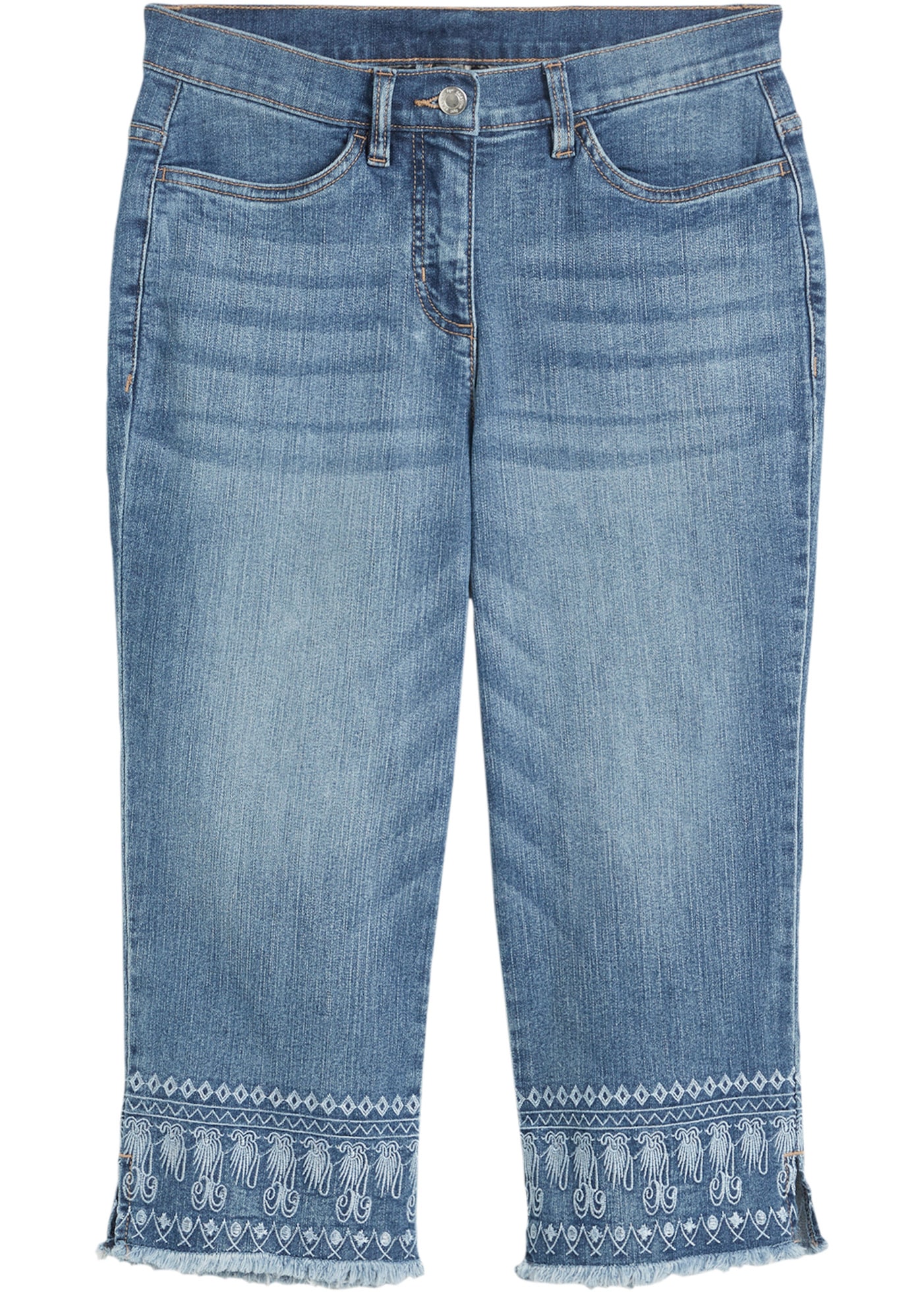 bonprix Jeans capri Slim Fit Passform, Capri-Länge, mit Stickerei