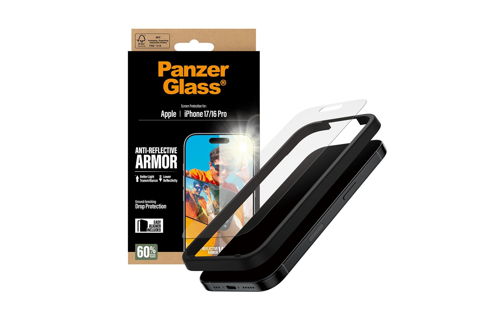 PanzerGlass Film de protection d'écran »Anti-Reflective Armor Screen Protector« für Apple iPhone 17;Apple iPhone 16 Pro Displayschutzfolie, Schutzfolie, Bildschirmschutz, kratz- & stossfest