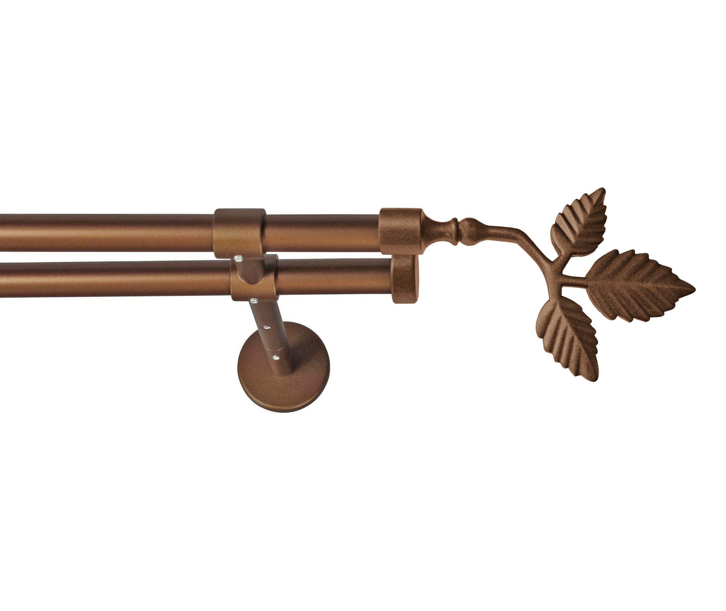 Image of GARESA Gardinenstange »SHEET«, 2 läufig-läufig, Wunschmasslänge, Vorhanggarnitur, einfache Montage, mit Stangenverbinder verlängerbar, Wandmontage, Knopf mit Blätter, ohne Ringe bei Ackermann Versand Schweiz