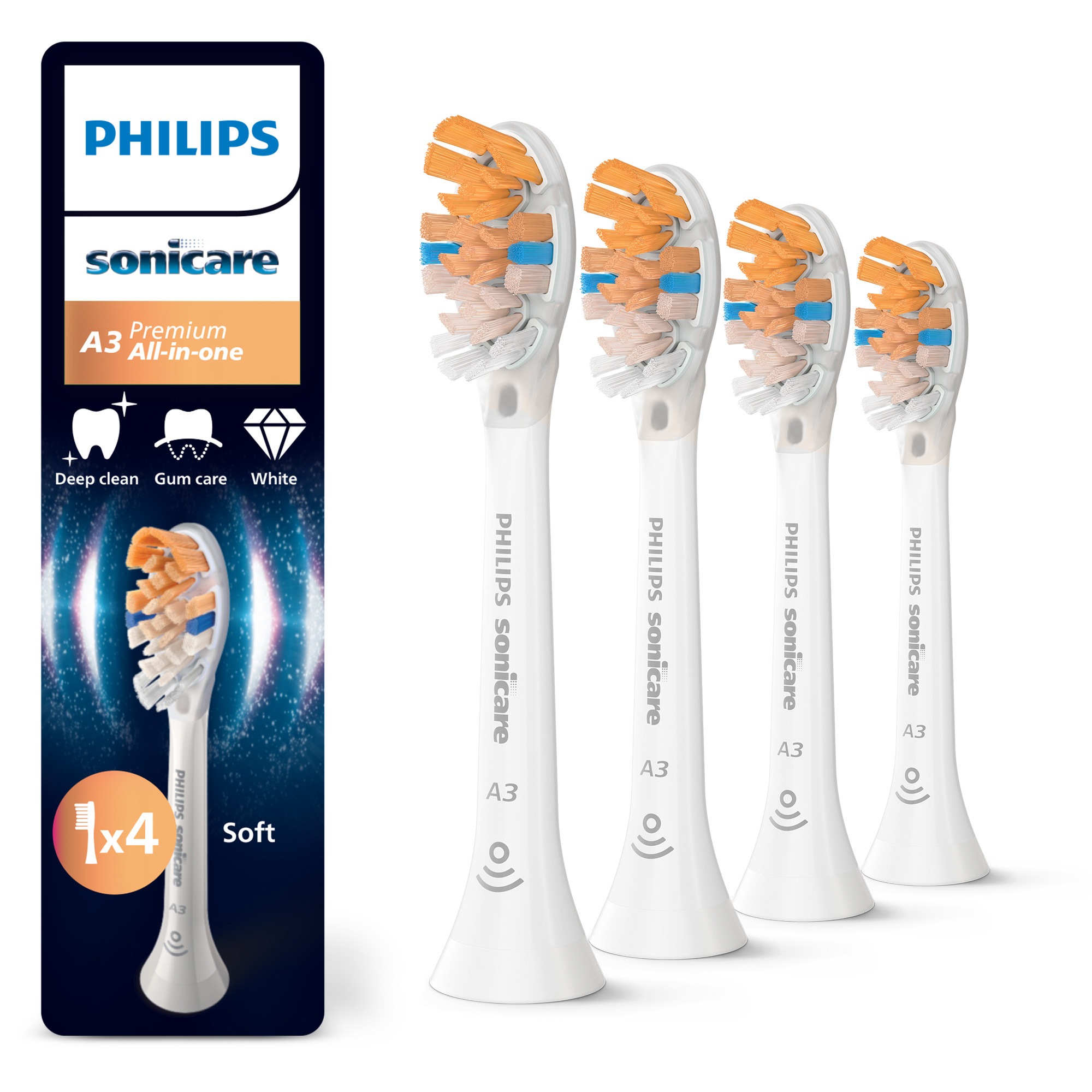 Image of Philips Sonicare Aufsteckbürsten "A3 Premium All-in-One" für eine gründliche Gesamtreinigung, für jedes Sonicare Handstück