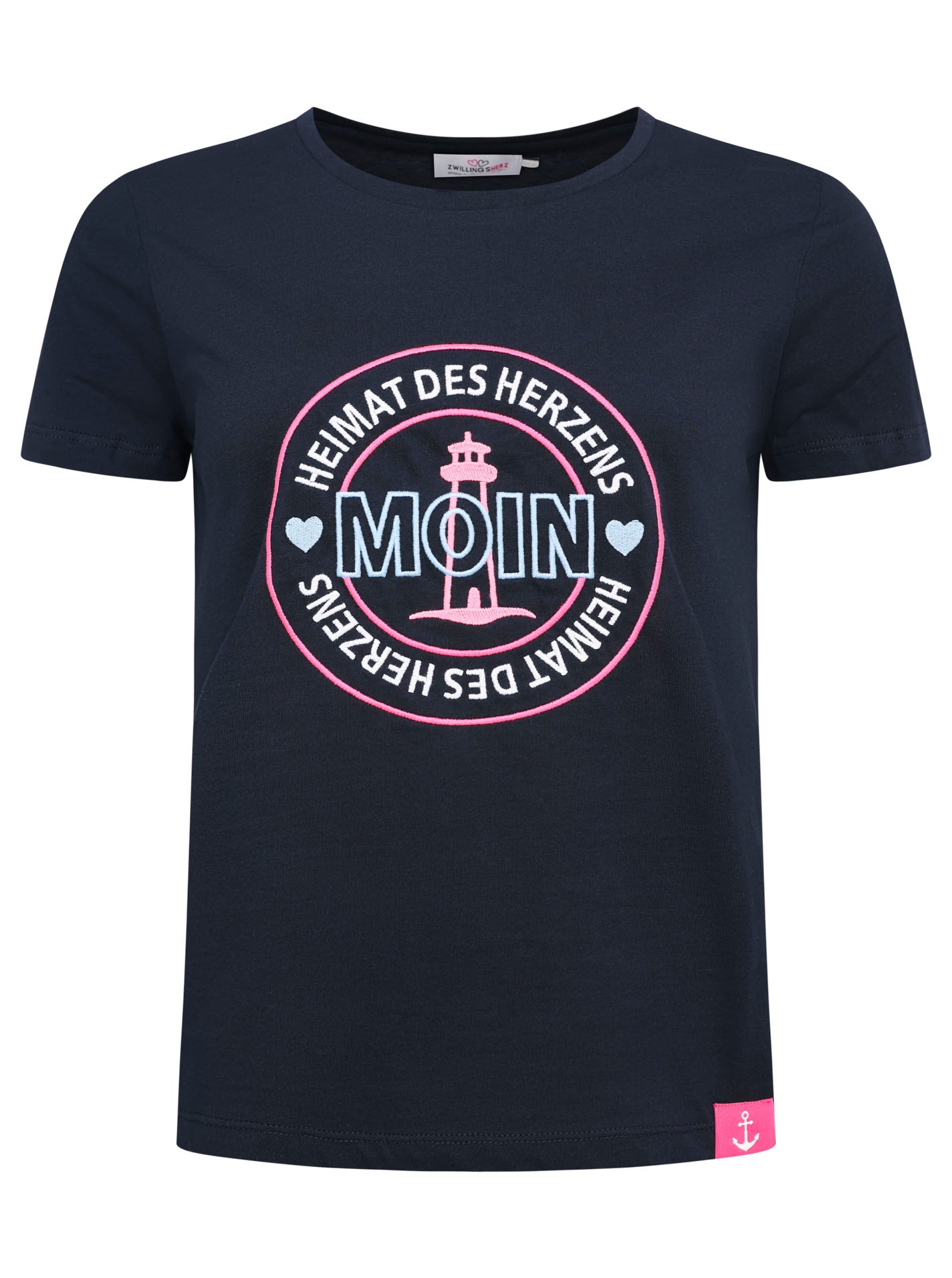 Zwillingsherz T-Shirt »"Heimat des Herzens"«, Mit maritimer Stickerei