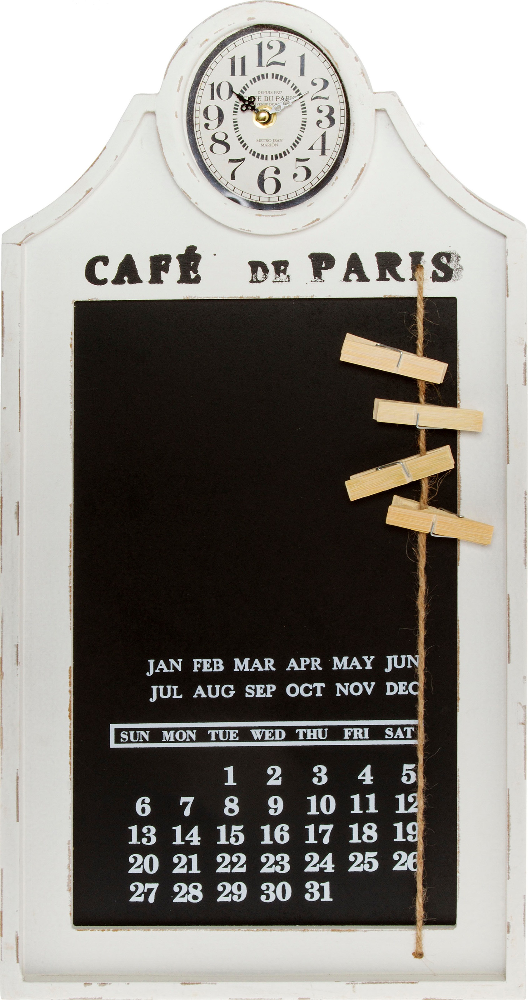 Image of Myflair Möbel & Accessoires Wanduhr »"Tafel"«, mit Kalender & Memoboard, Shabby Optik, ideal in Küche & Flur bei Ackermann Versand Schweiz