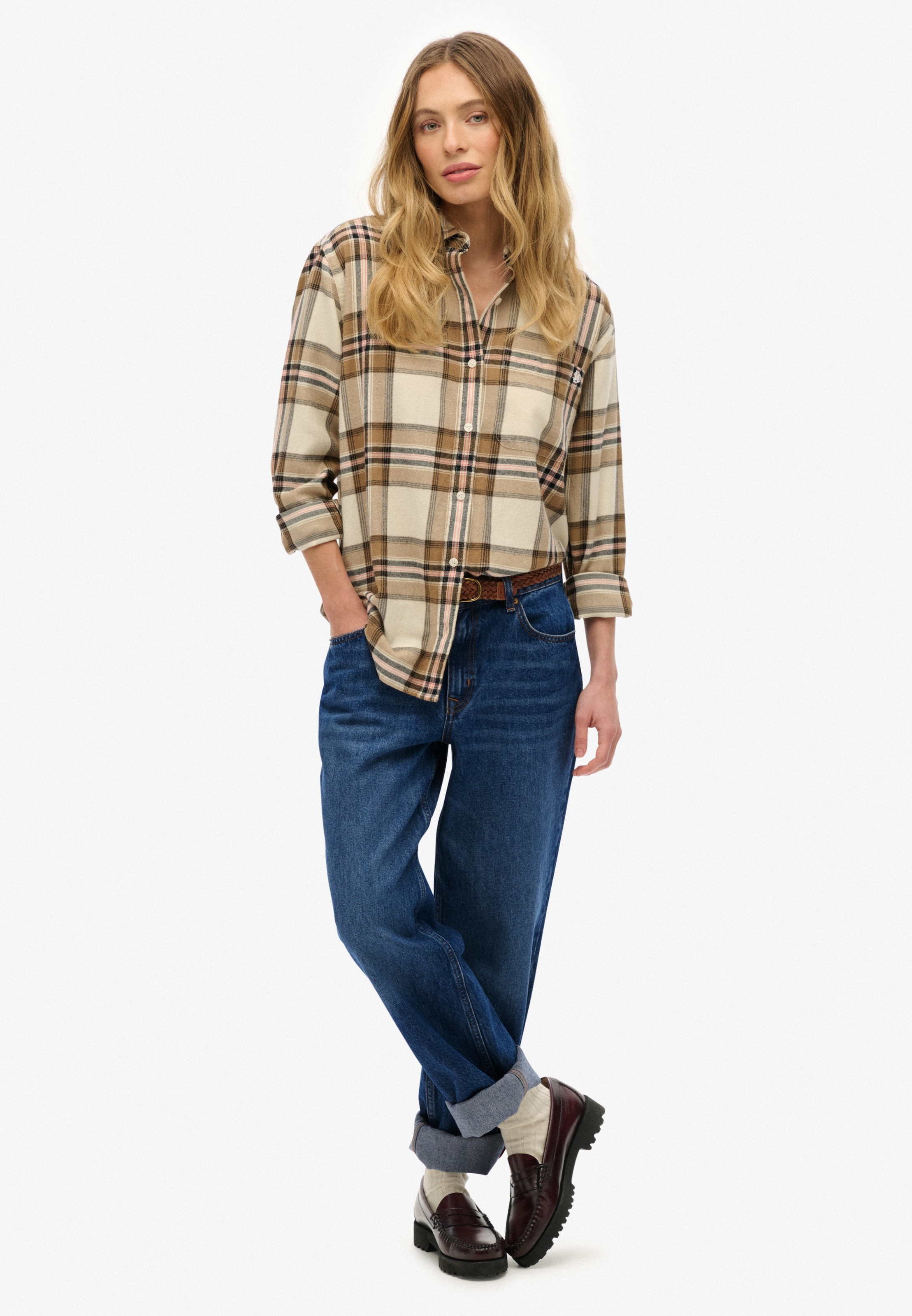 Superdry Karobluse »CHECK FLANNEL BOYFRIEND SHIRT«