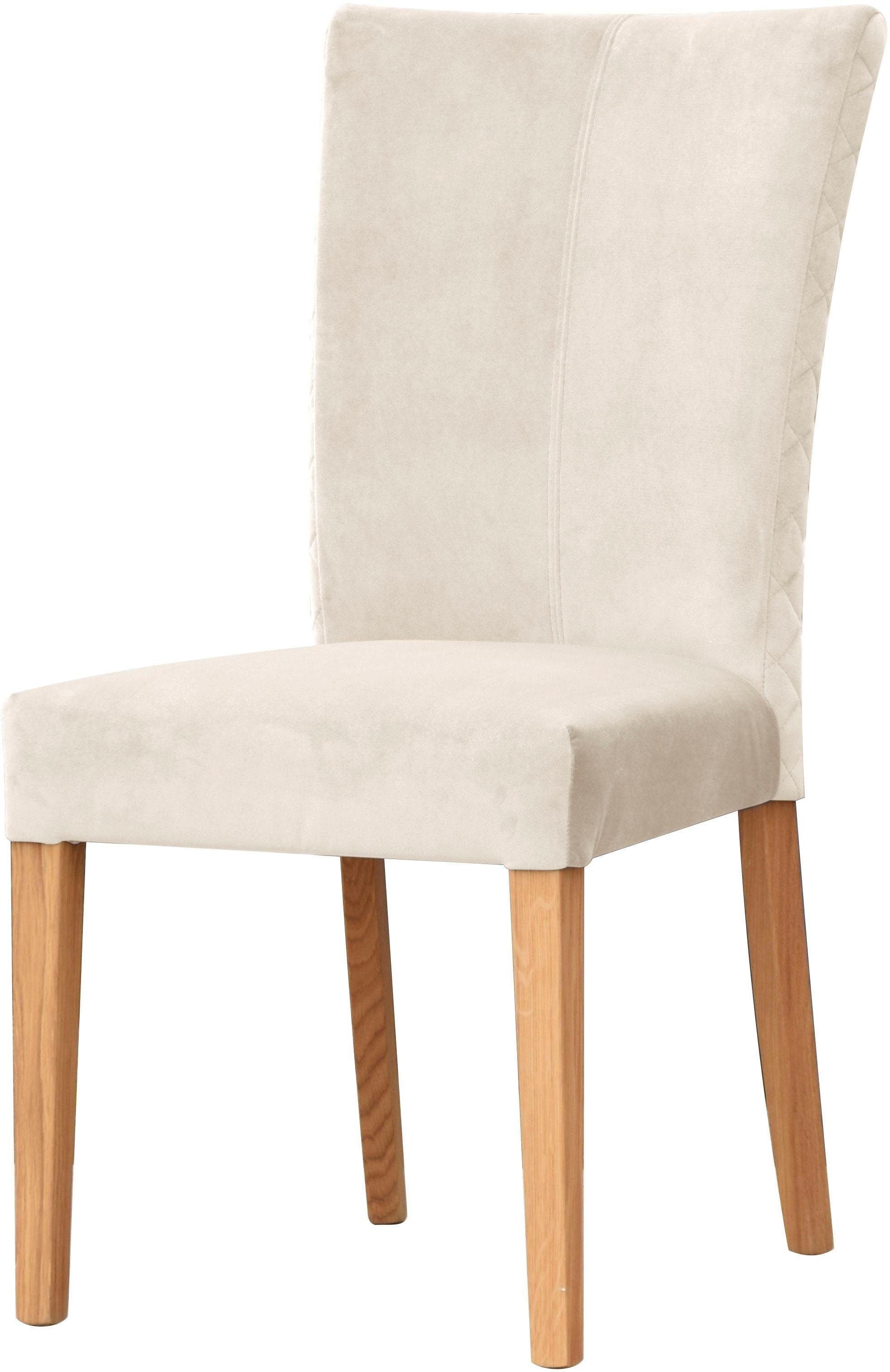 Image of Leonique Esszimmerstuhl »Vence«, (Set), 2 St., Luxus-Microfaser, mit Rautensteppung in der Rückenlehne, Beine aus massiver Eiche bei Ackermann Versand Schweiz