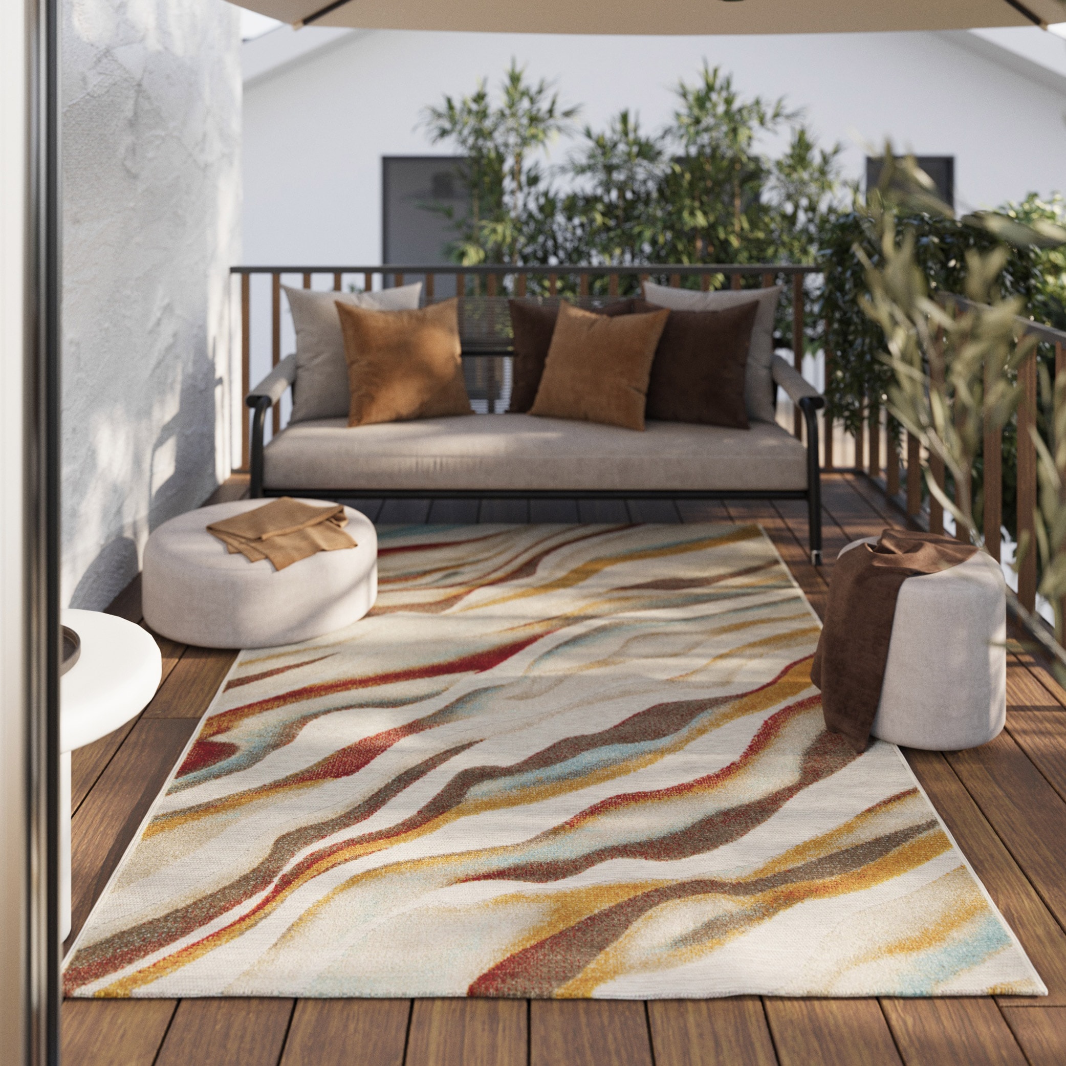 Image of Wecon home Outdoorteppich "Creek" rund 5 mm Höhe für Innen & Aussen, strapazierfähig, pflegeleicht, Hoch-Tief Effekt