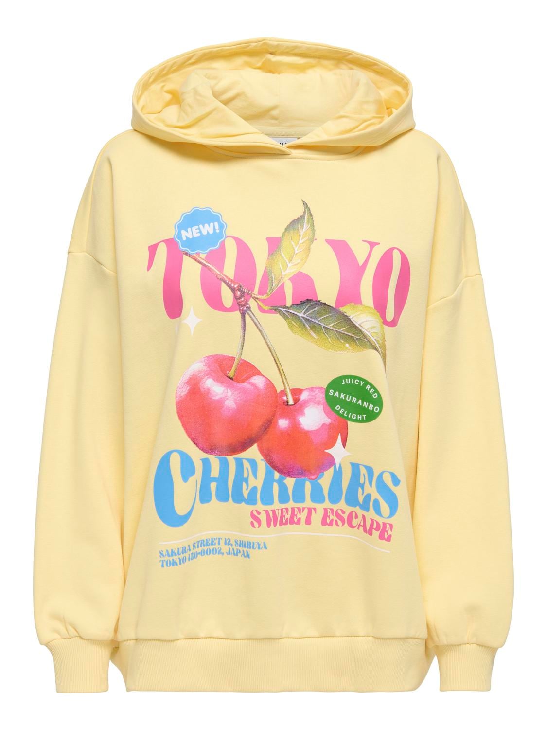 Image of ONLY Sweatshirt "ONLELO L/S PRINT HOOD BOX SWT", Baumwollmischung, regular fit