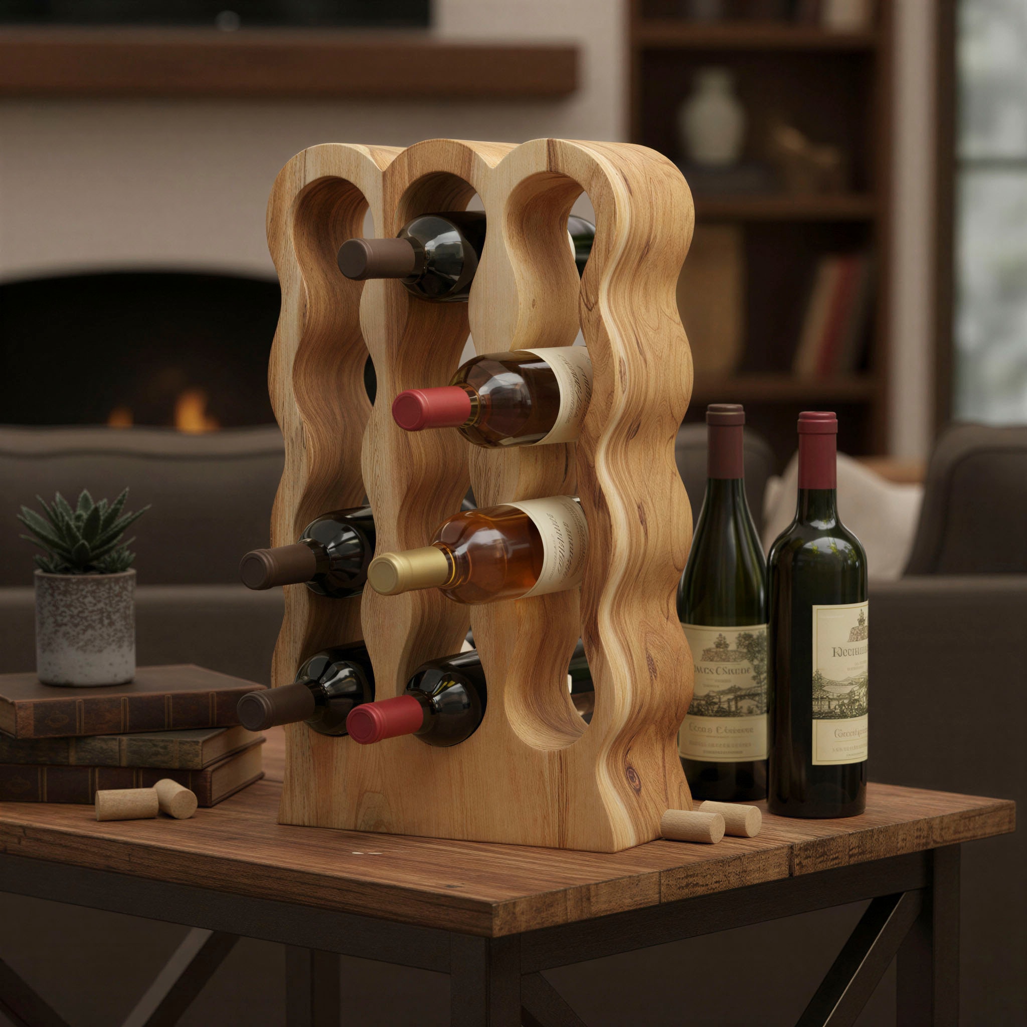 SIT Étagère à vin »Hakone aus Suarholz mit Flaschenhalter & Naturmaserung« 1 cuis tlg. veinage du bois visible rencontre un design fonctionnel de porte-bouteille