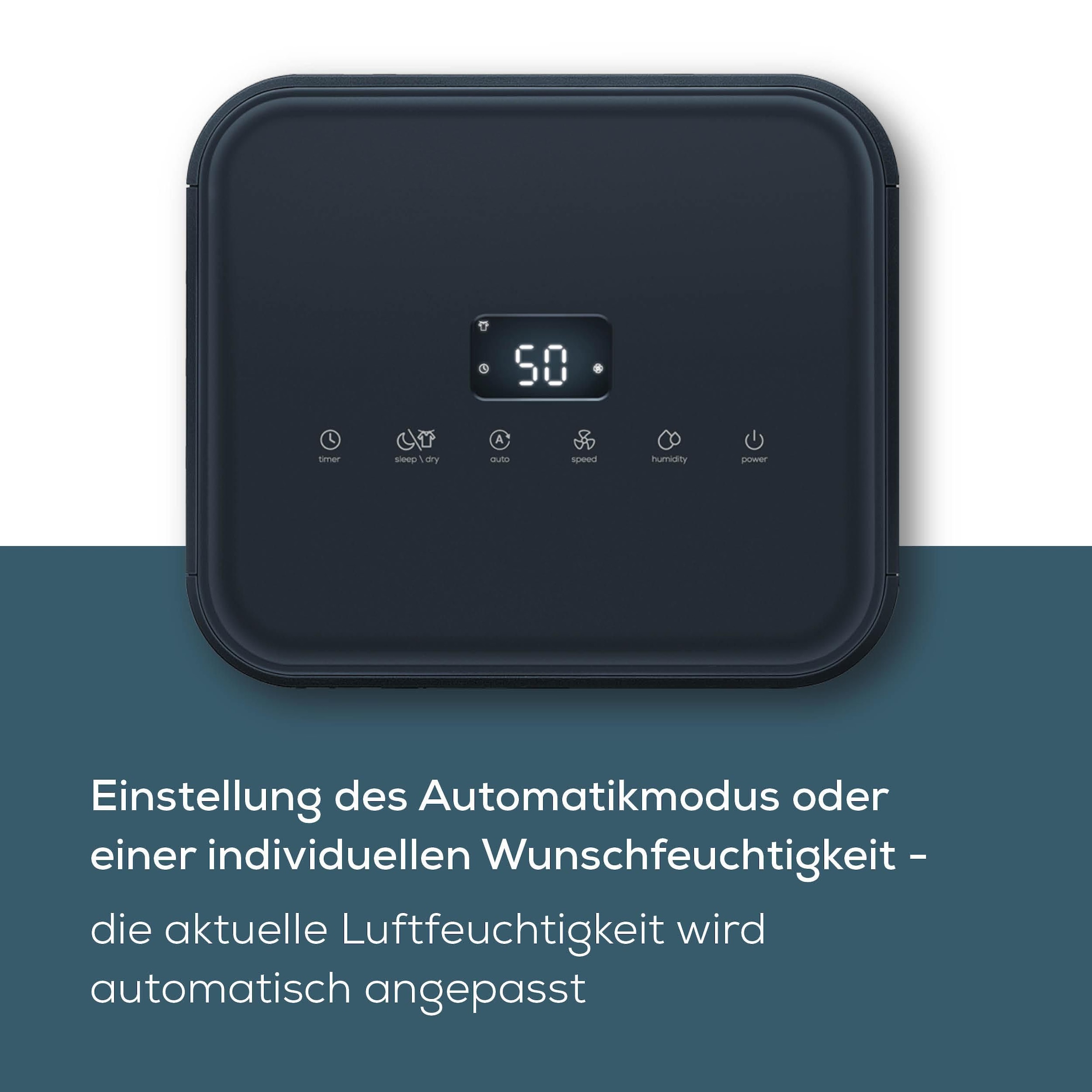 BEURER Déshumidificateur d'air »LE 150, leistungsstarke Entfeuchtung bis zu 12 Liter pro Tag« Entfeuchtung 12 l/Tag Tank 2 l Mit Automatikmodus, Einstellung der Wunschluftfeuchtigkeit, Nachtmodus