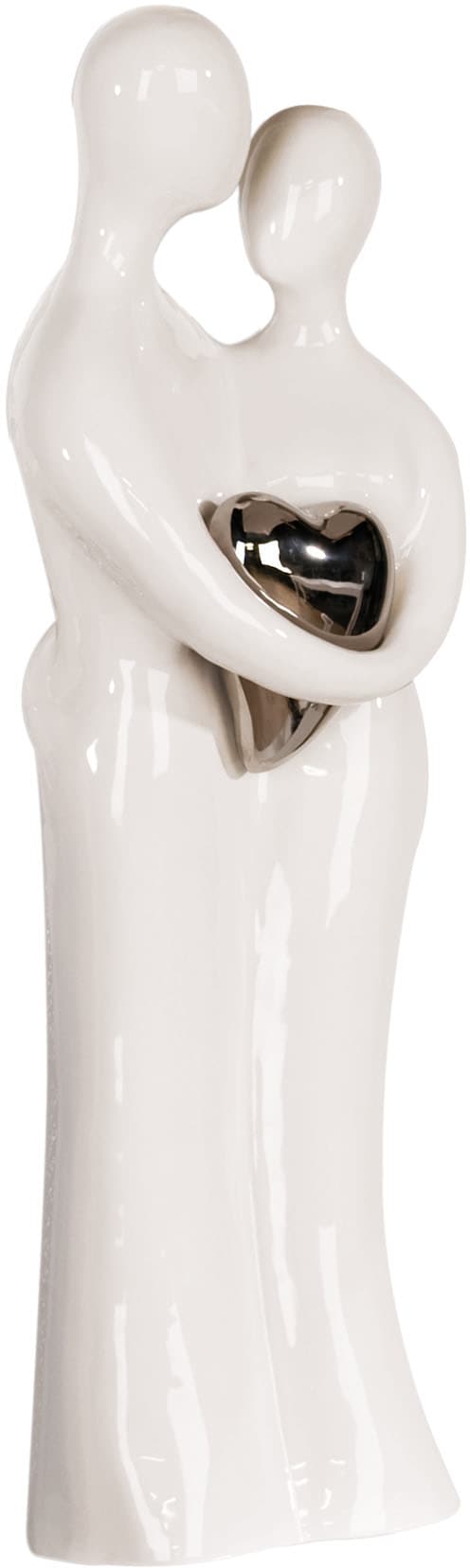 GILDE Dekofigur »Skulptur Paar, weiss/silber«, Dekoobjekt, Höhe 70 cm,  Pärchen, aus Keramik, Wohnzimmer jetzt kaufen