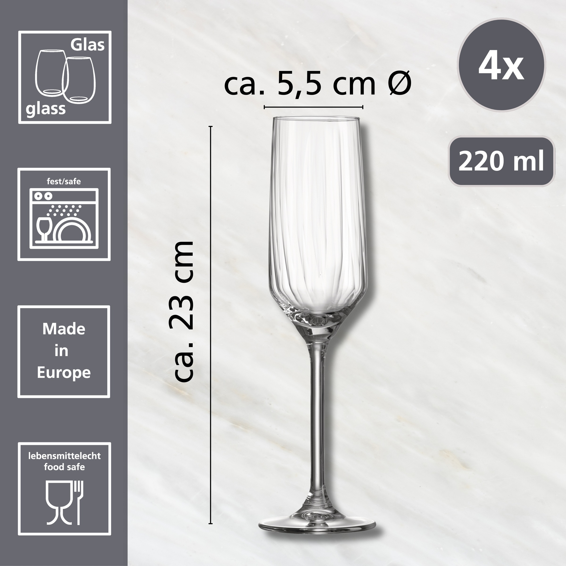 Ritzenhoff & Breker Sektglas »Jive« 4er Set, je 220 ml