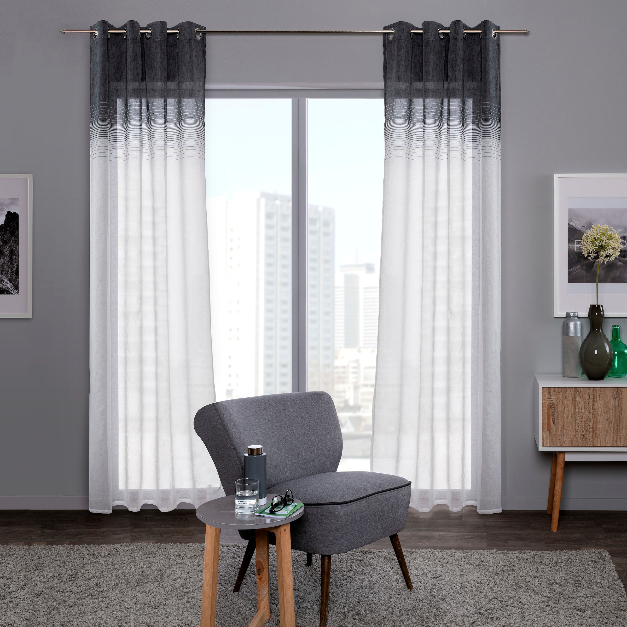 decolife Gardine »Nora« Ösen 1 Stk. tlg. Ösenschal mit Farbverlauf