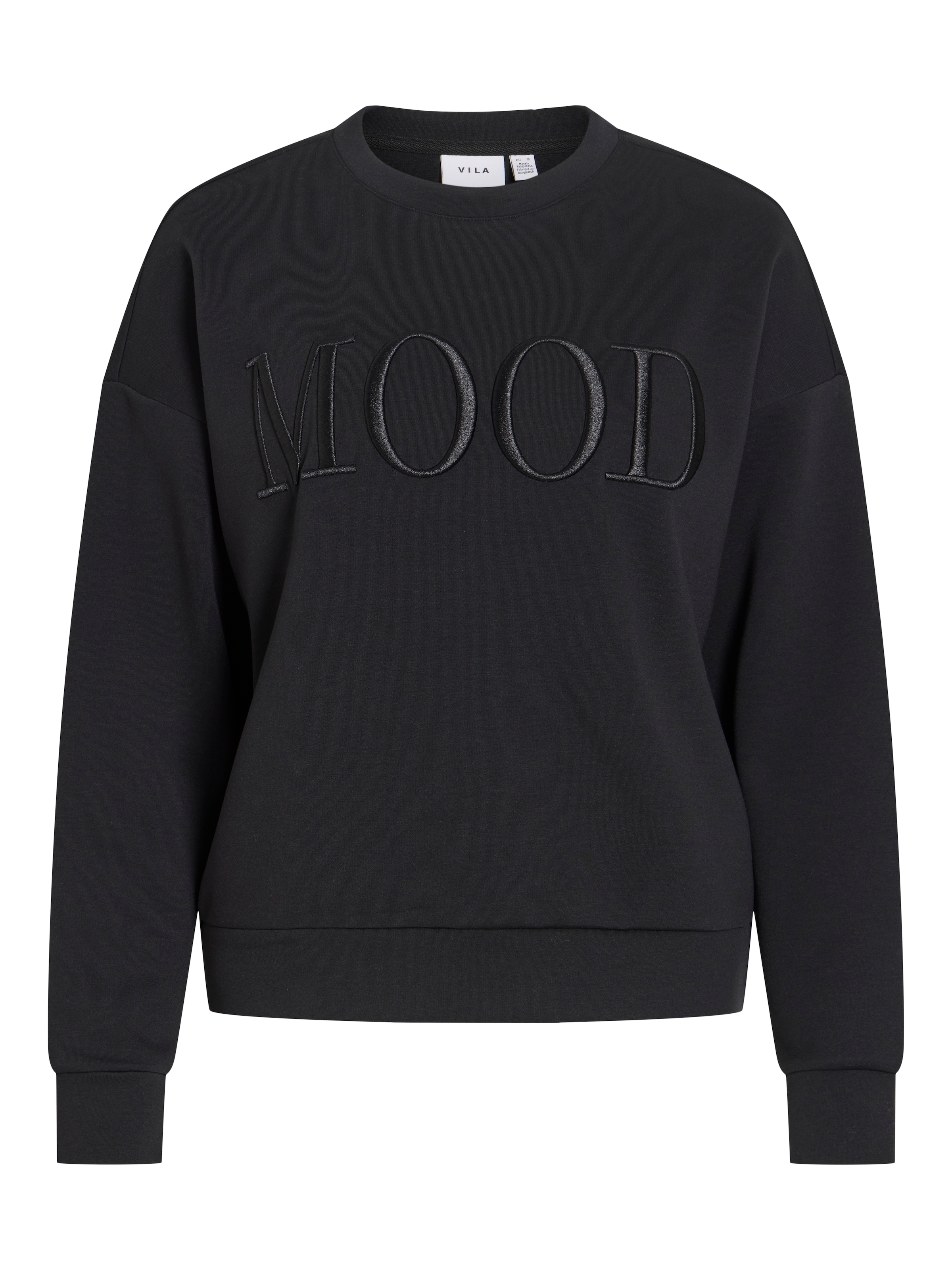 Vila Sweater »VIREFLECT MOOD EMB L/S SWEAT TOP/R/3«, Materialmix, loose fit

