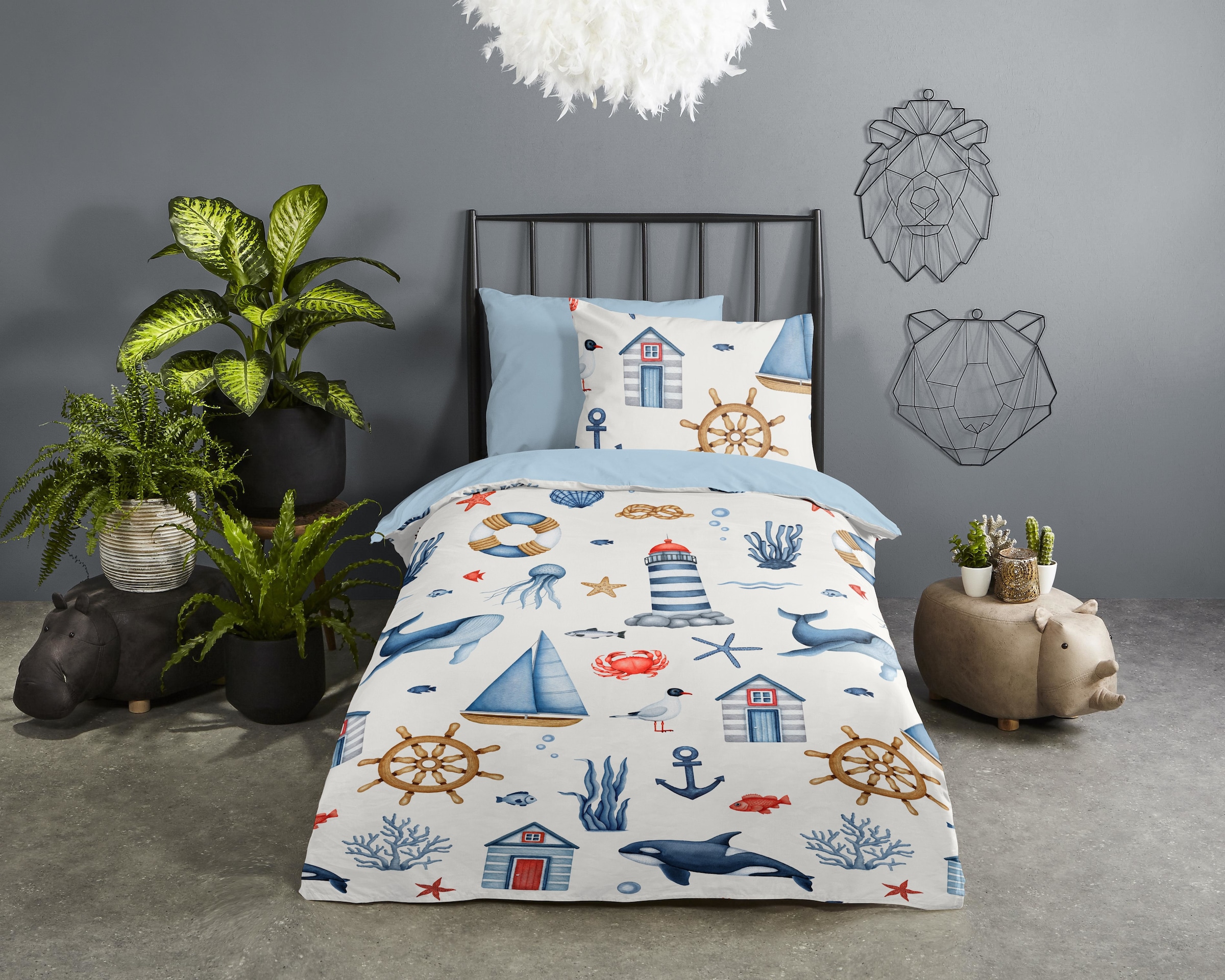 good morning Babybettwäsche »Ahoy«, 100% Baumwolle, Reissverschluss, Wendeoptik, Baby, Kind, Maritim