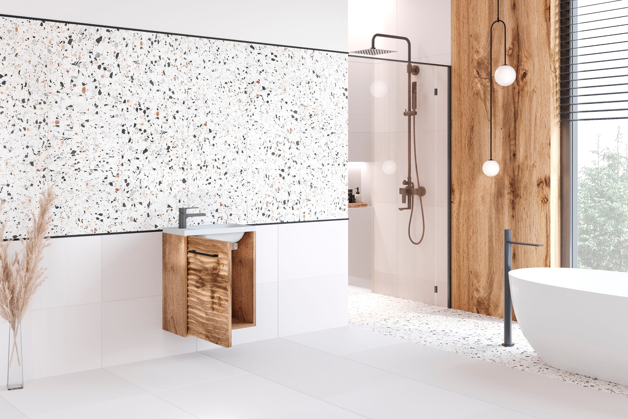 welltime Table de lavage »Canada« 2 cuis tlg. Meuble de salle de bain structure ondulée, largeur 40 cm, lavabo pour salle d’eau invités