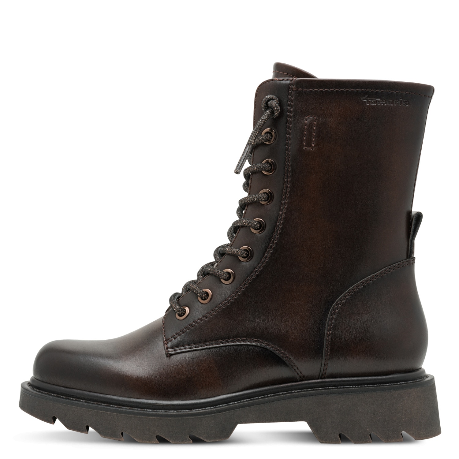 Tamaris Schnürstiefelette  Blockabsatz, Schnürboots mit glänzenden, elastischen Schnürsenkeln