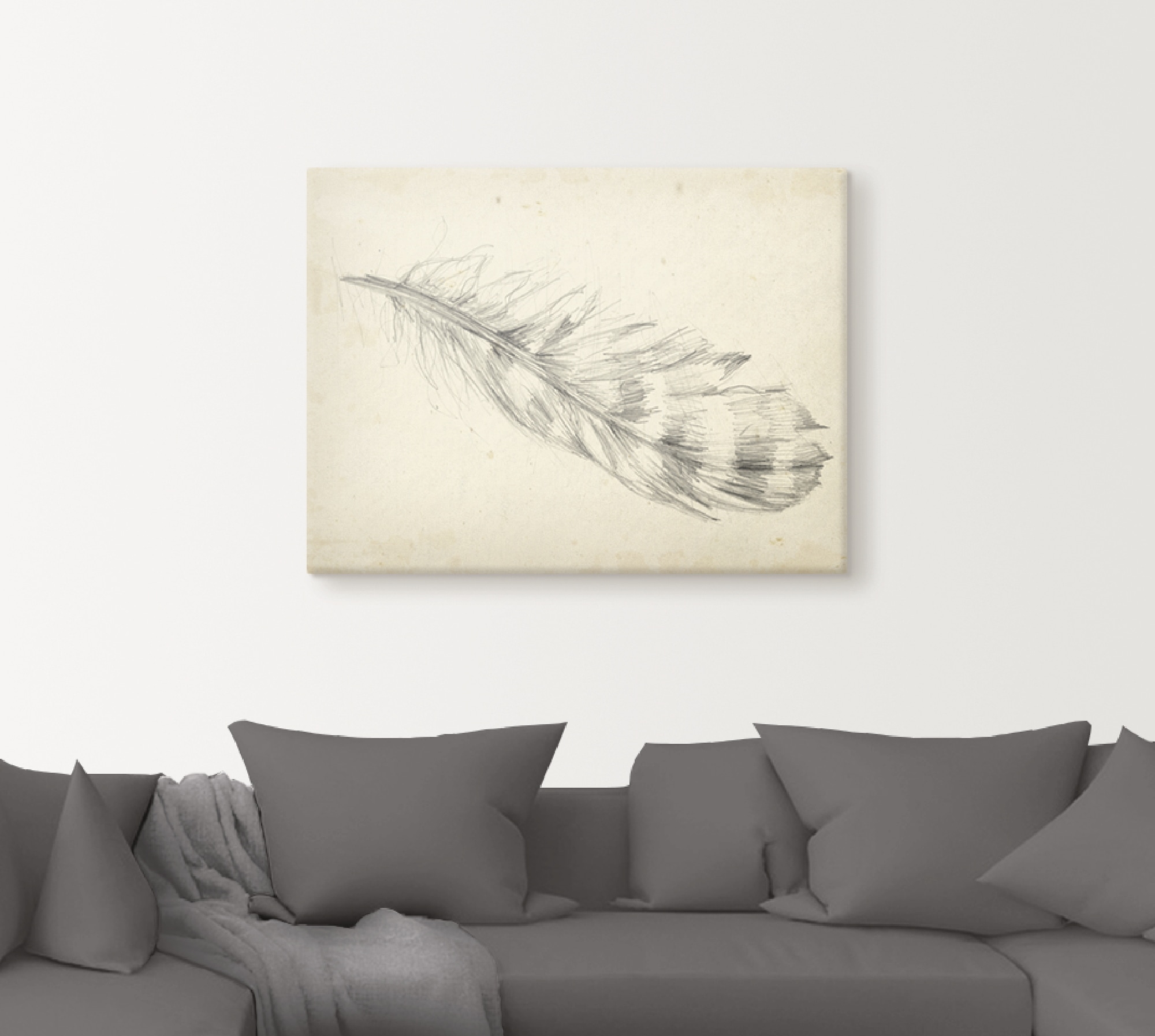 Artland Tableau sur toile »Federskizze II« 1 cuis tlg. auf Holzrahmen gespannt