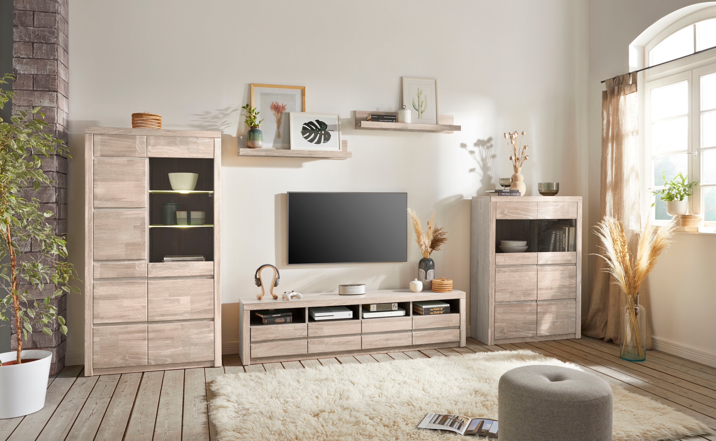 Home affaire Highboard »Silkeborg«, schöne grifflose Optik, teilmassiv