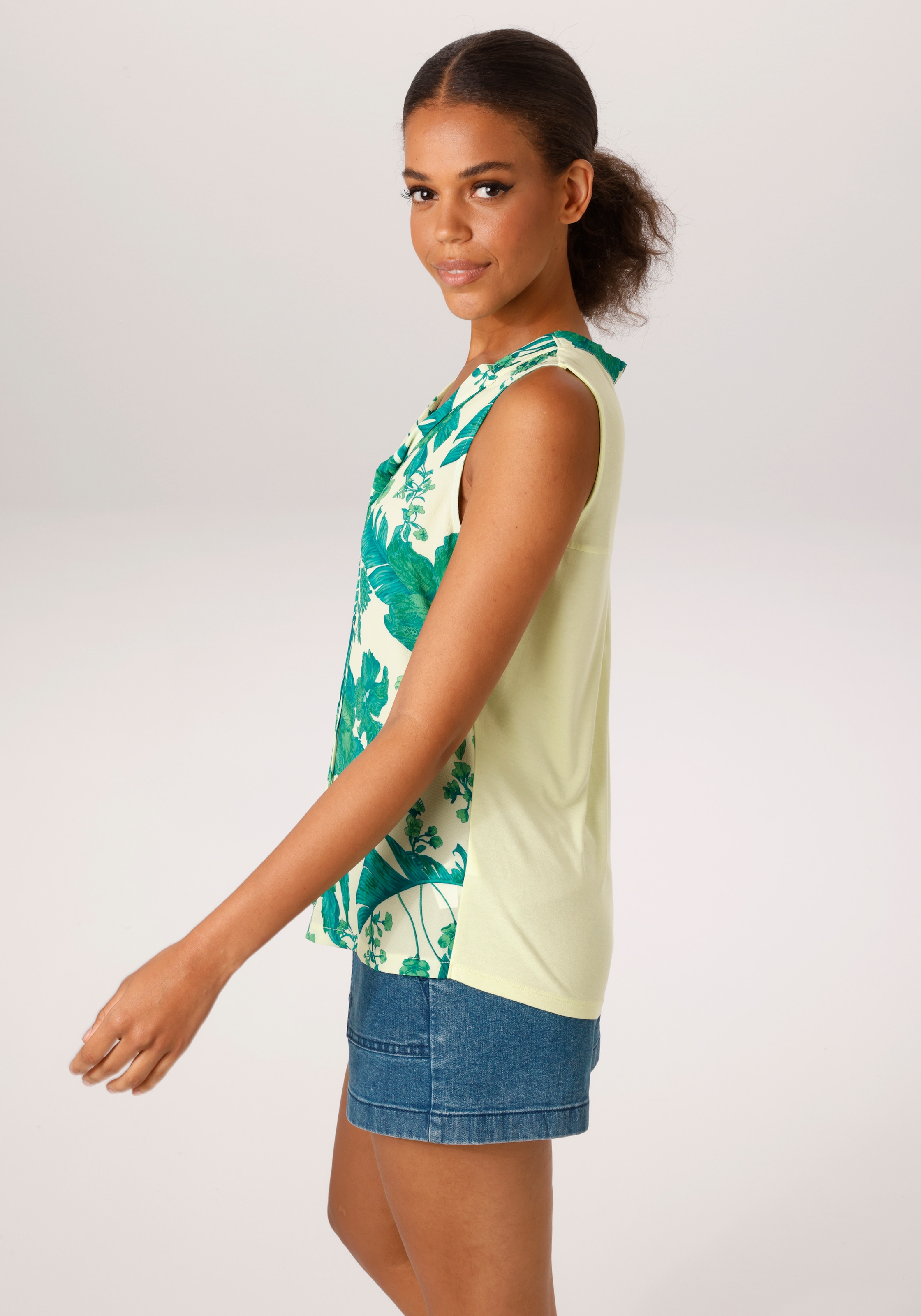 Aniston CASUAL Top chemisier mit farbharmonischen Blumen und Blättern bedruckt - NEUE KOLLEKTION