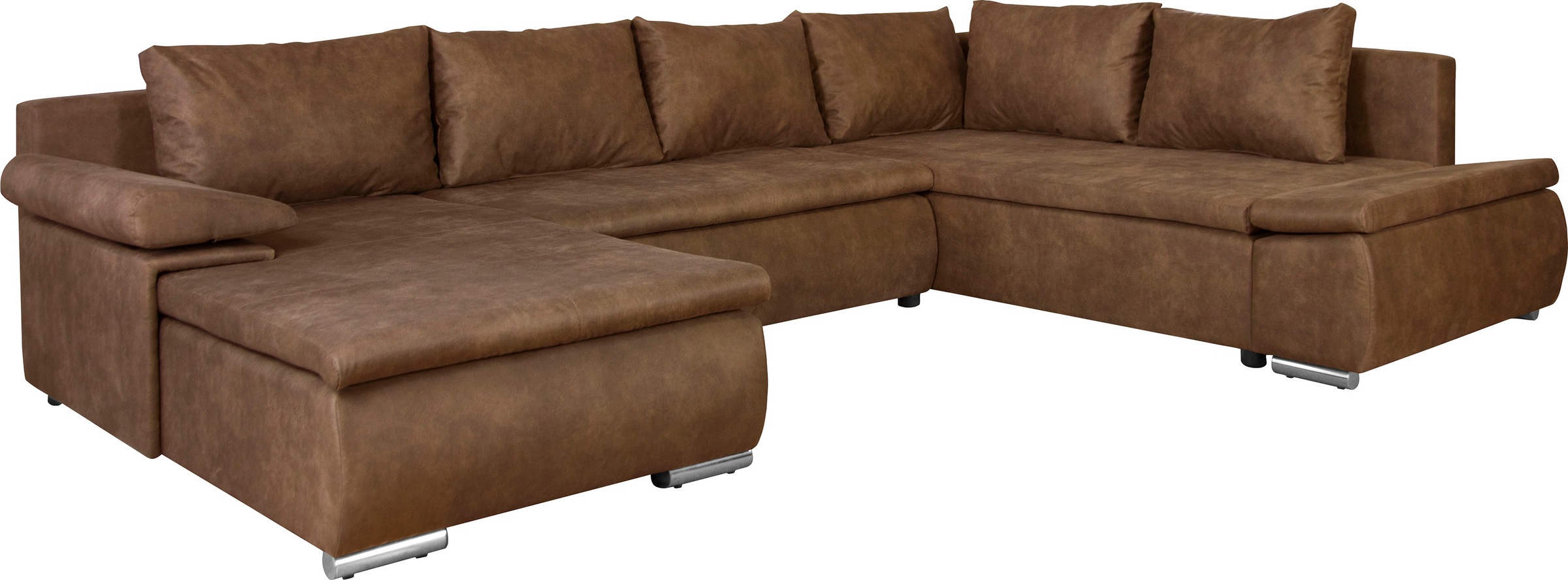 Home affaire Wohnlandschaft »Acra U-Form« mit Bettfunktion und Bettkasten, in Mattenoptik