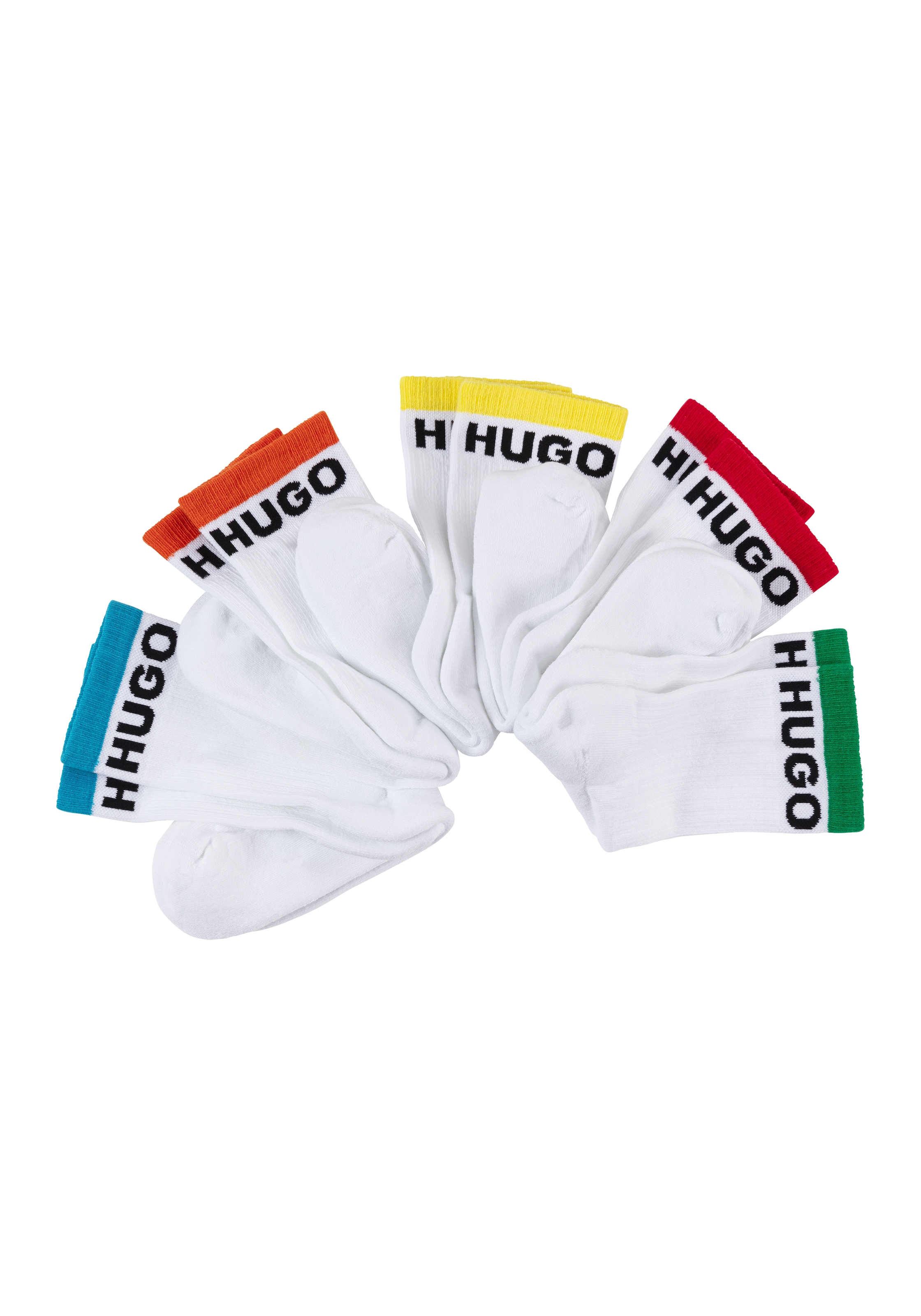 HUGO Underwear Freizeitsocken »5P QS RAINBOW CC«, (Packung, 5 Paar, 5er), mit Kontraststreifen