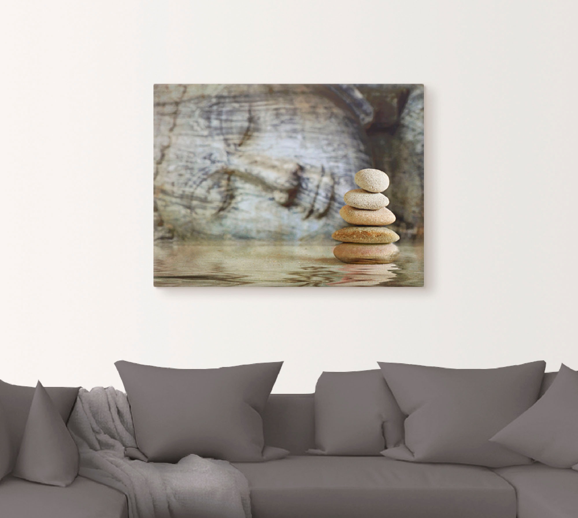 Artland Tableau sur toile »Wassertempel« Zen 1 cuis tlg. tendu sur cadre en bois