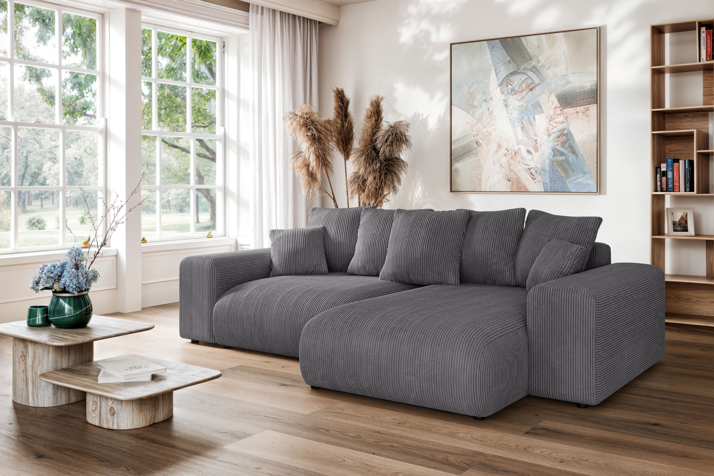 Image of Home affaire Ecksofa "LAKESIDE mit Bettfunktion und Bettkasten, B/T/H 257/166/84 cm" L-Form, Recamiere beidseitig montierbar, mit Wellenunterfederung
