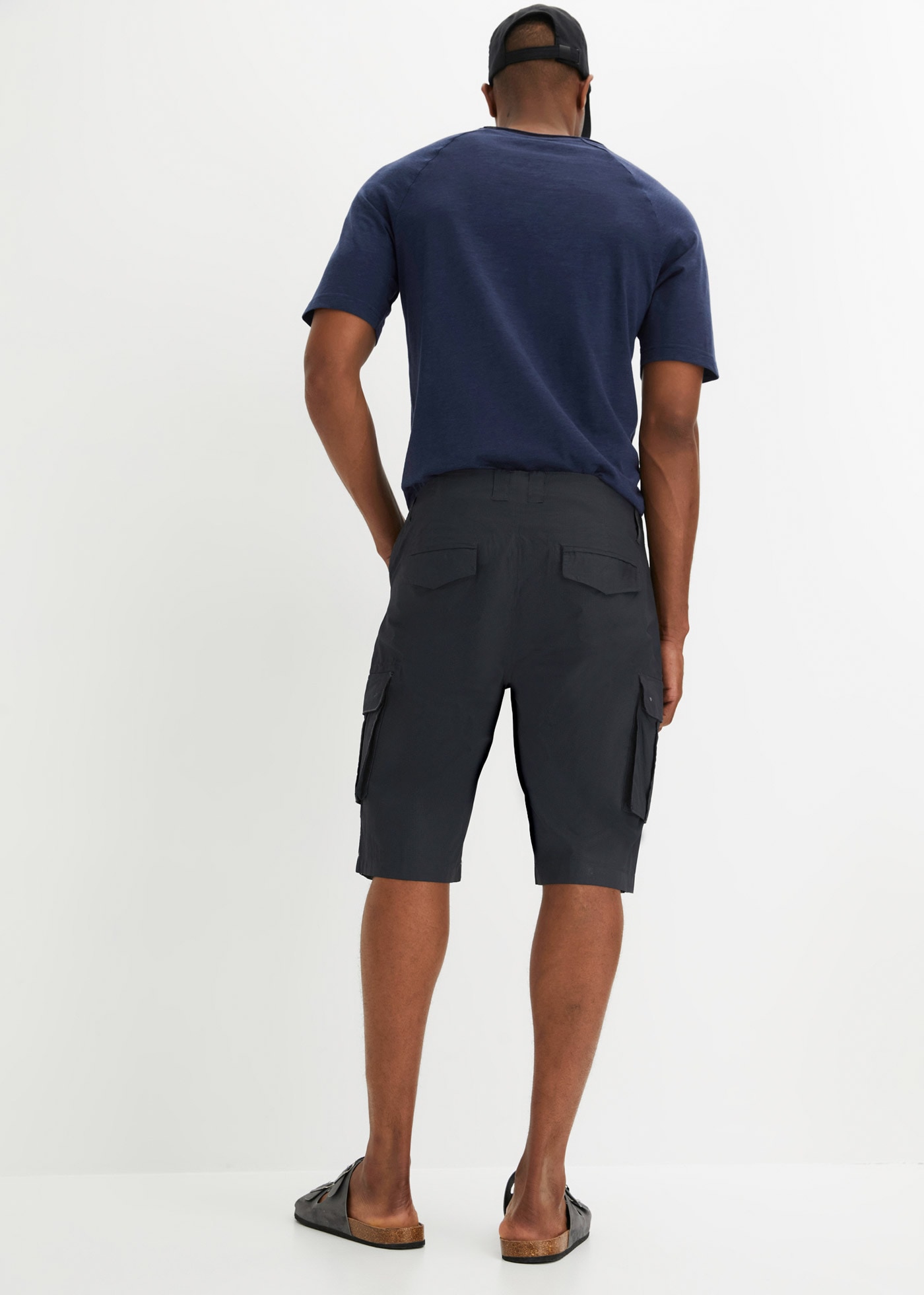 bonprix Cargobermudas  aus Baumwolle, Relaxed Fit, mit Minimalmuster, im Casual Stil